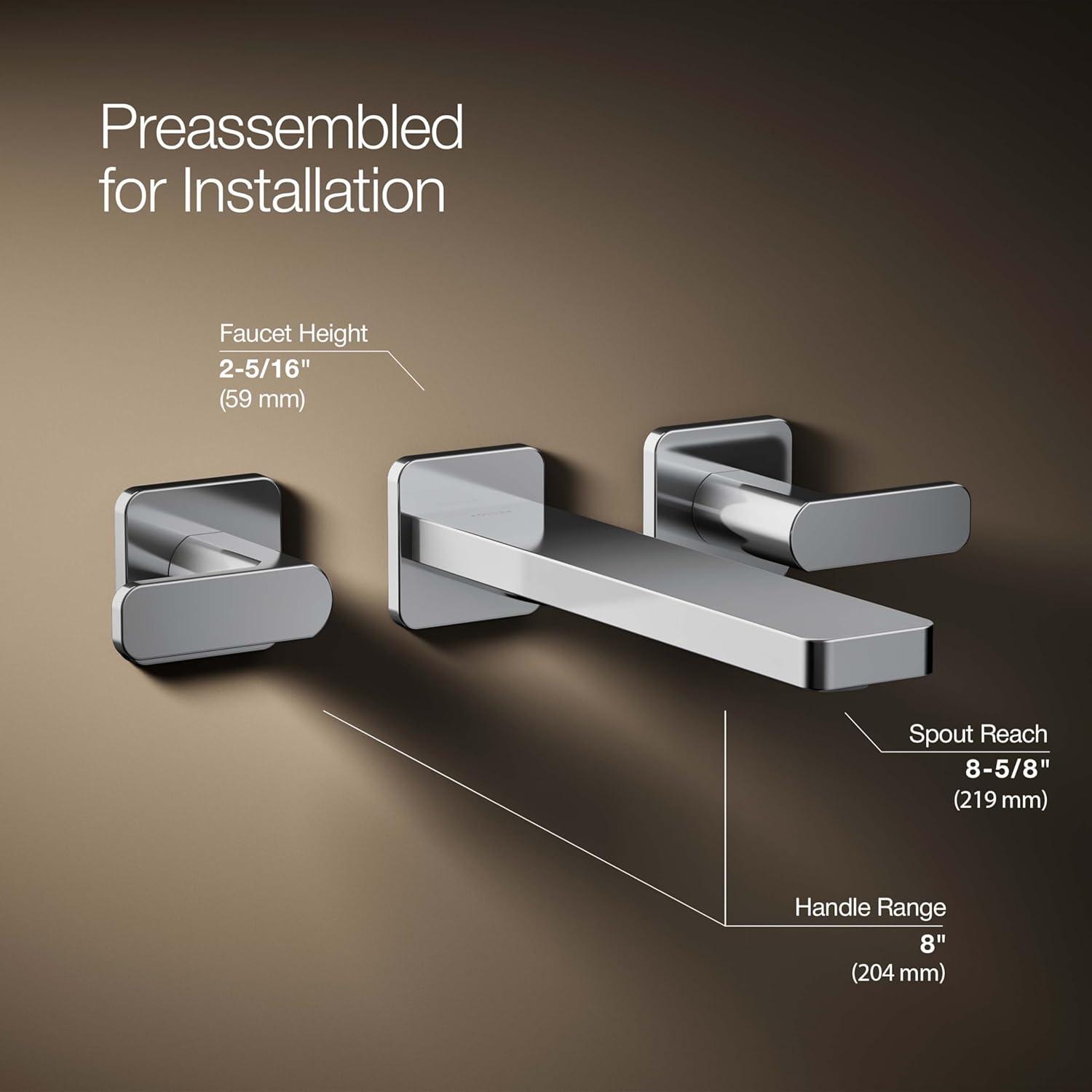 Parallel Wall-Mount Bathroom Sink Faucet Trim