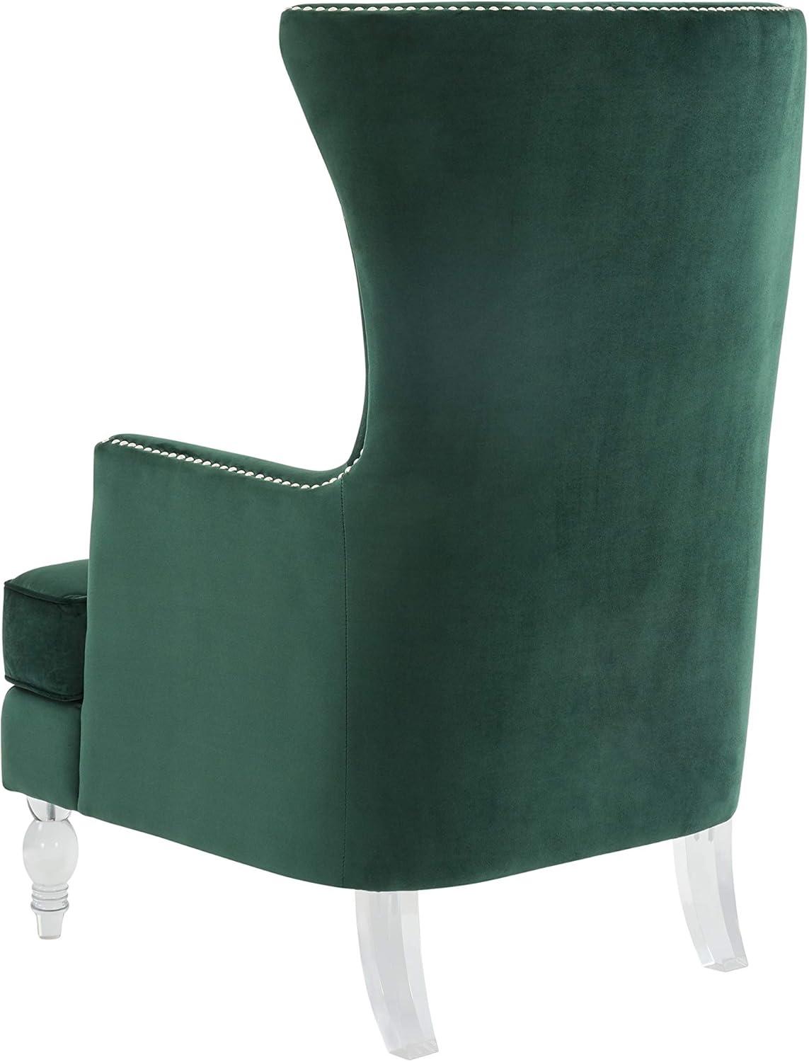 SAFAVIEH Couture Geode Modern Velvet Solid Wingback Chair, Forest Green