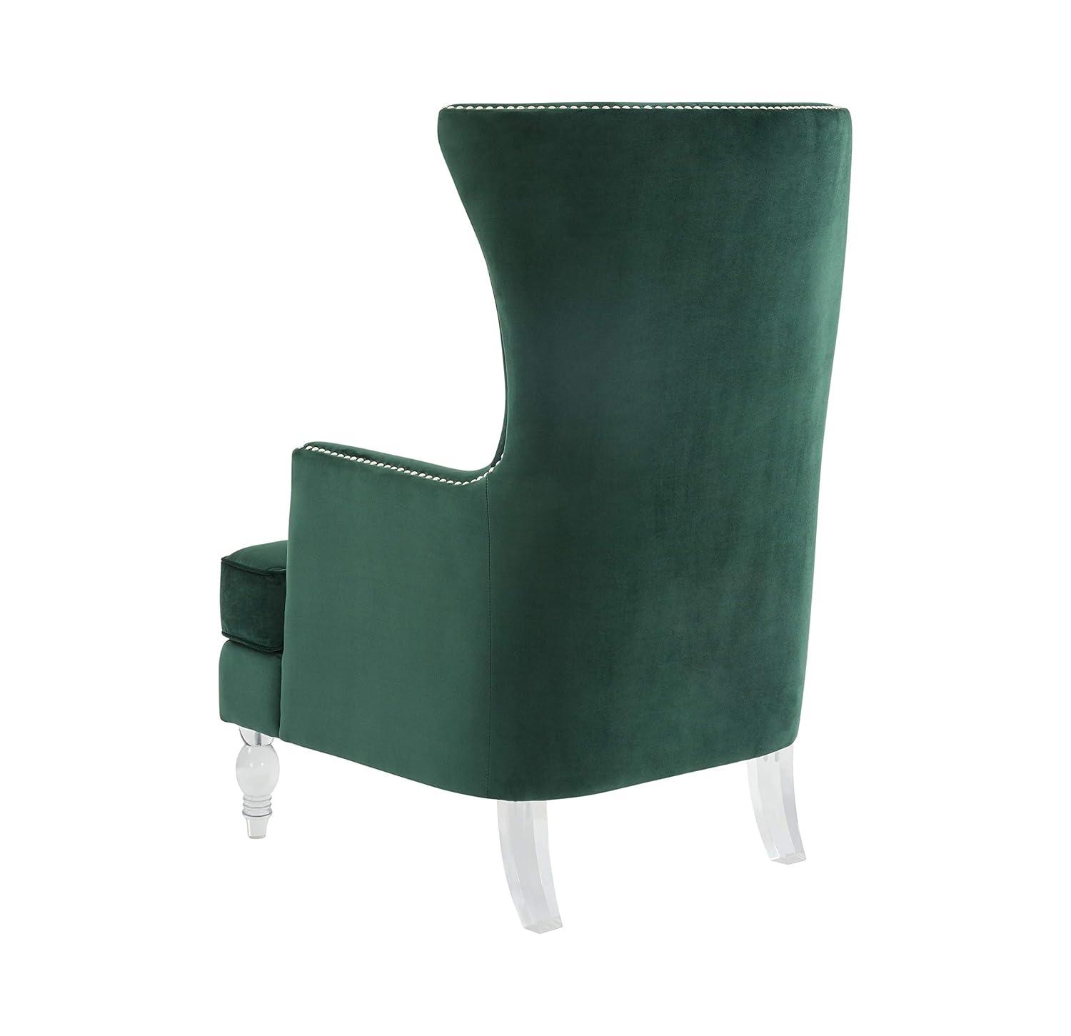 SAFAVIEH Couture Geode Modern Velvet Solid Wingback Chair, Forest Green