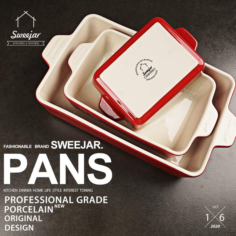 SWEEJAR Ceramic Bakeware Set, Rectangular Baking Dish Lasagna Pans for Cooking, Kitchen, 11.8 x 7.8 x 2.75(Red)