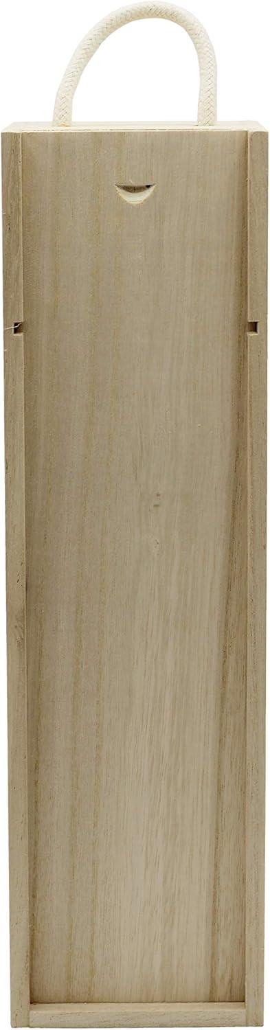 Creative Hobbies Wooden Wine, Liquor Bottle Box, Single Wine Bottle Wood Storage Gift Box with Rope Carry Handle for Birthday Party, Housewarming, Wedding, Anniversary, 13.75 x 4 x 4 Inches