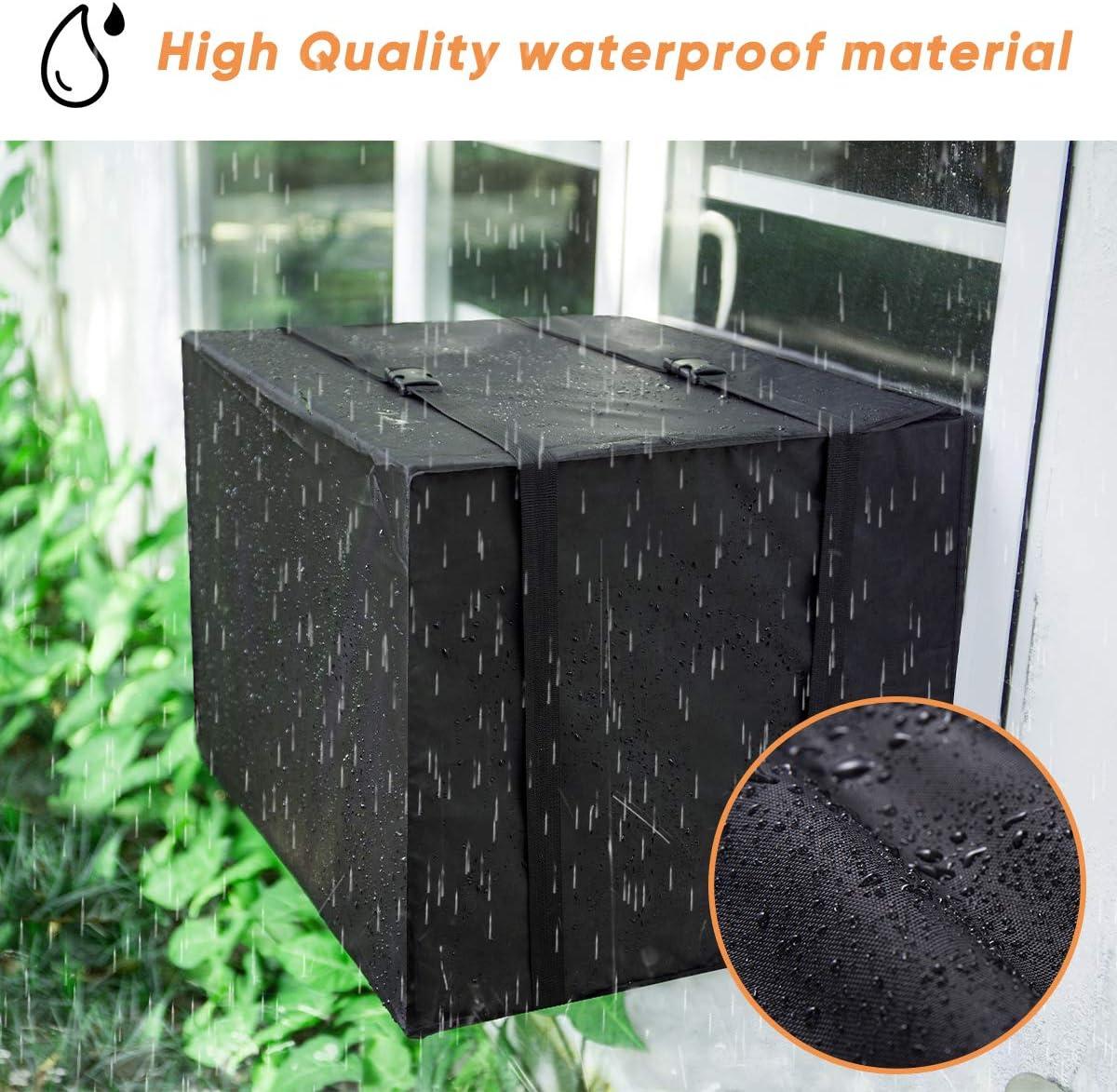 Window Air Conditioner Cover Outdoor, Luxiv Outside Window AC Unit Cover Black Dust-proof Waterproof Outdoor AC Protection Insulation Defender (21Wx16Dx15H)
