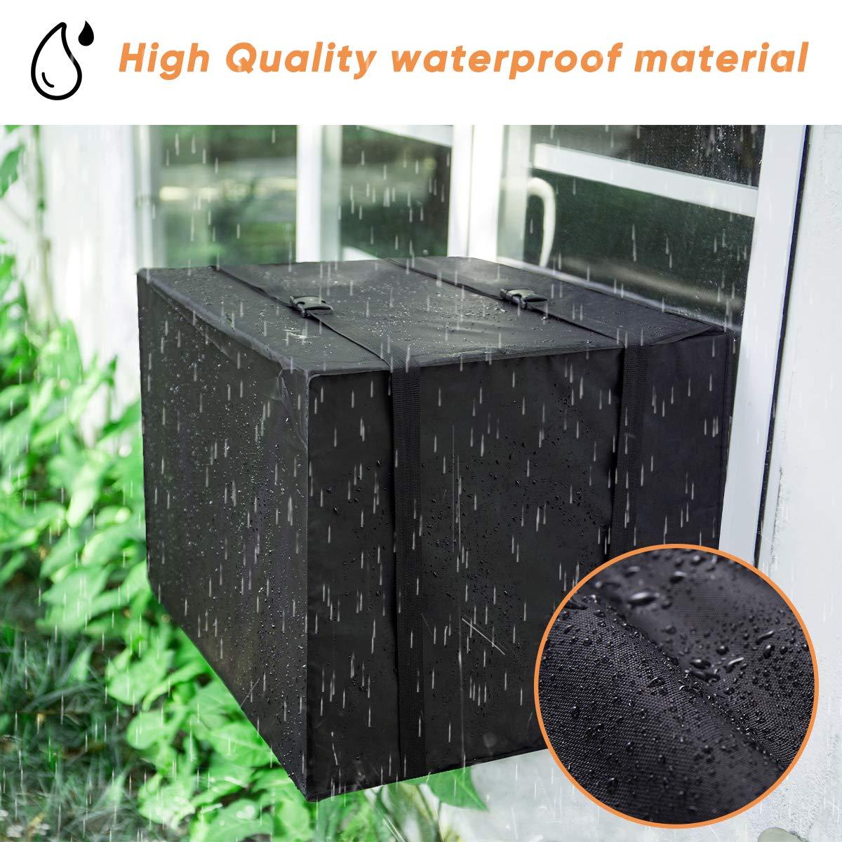 Window Air Conditioner Cover Outdoor, Luxiv Outside Window AC Unit Cover Black Dust-proof Waterproof Outdoor AC Protection Insulation Defender (21Wx16Dx15H)
