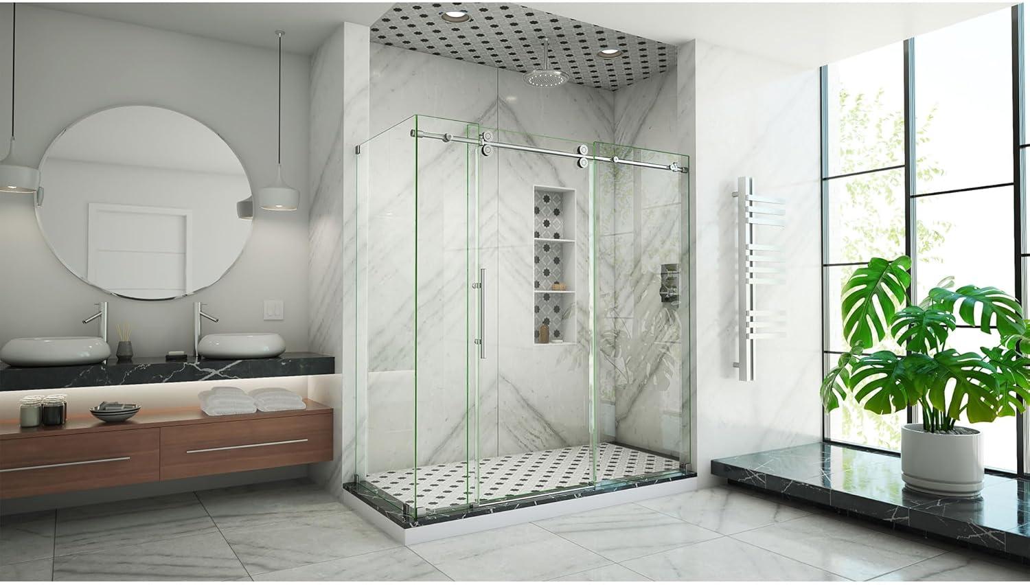 Enigma-XO Single 60.37" W x 34.5" D x 76'' H Frameless Shower Enclosure