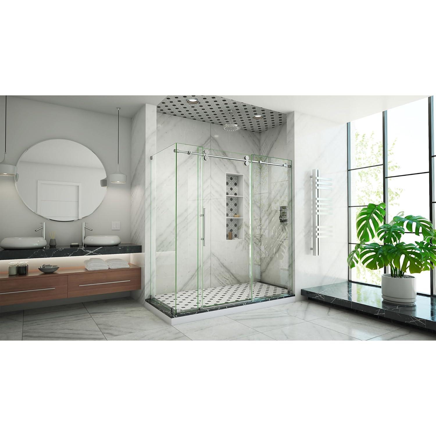 Enigma-XO Single 60.37" W x 34.5" D x 76'' H Frameless Shower Enclosure