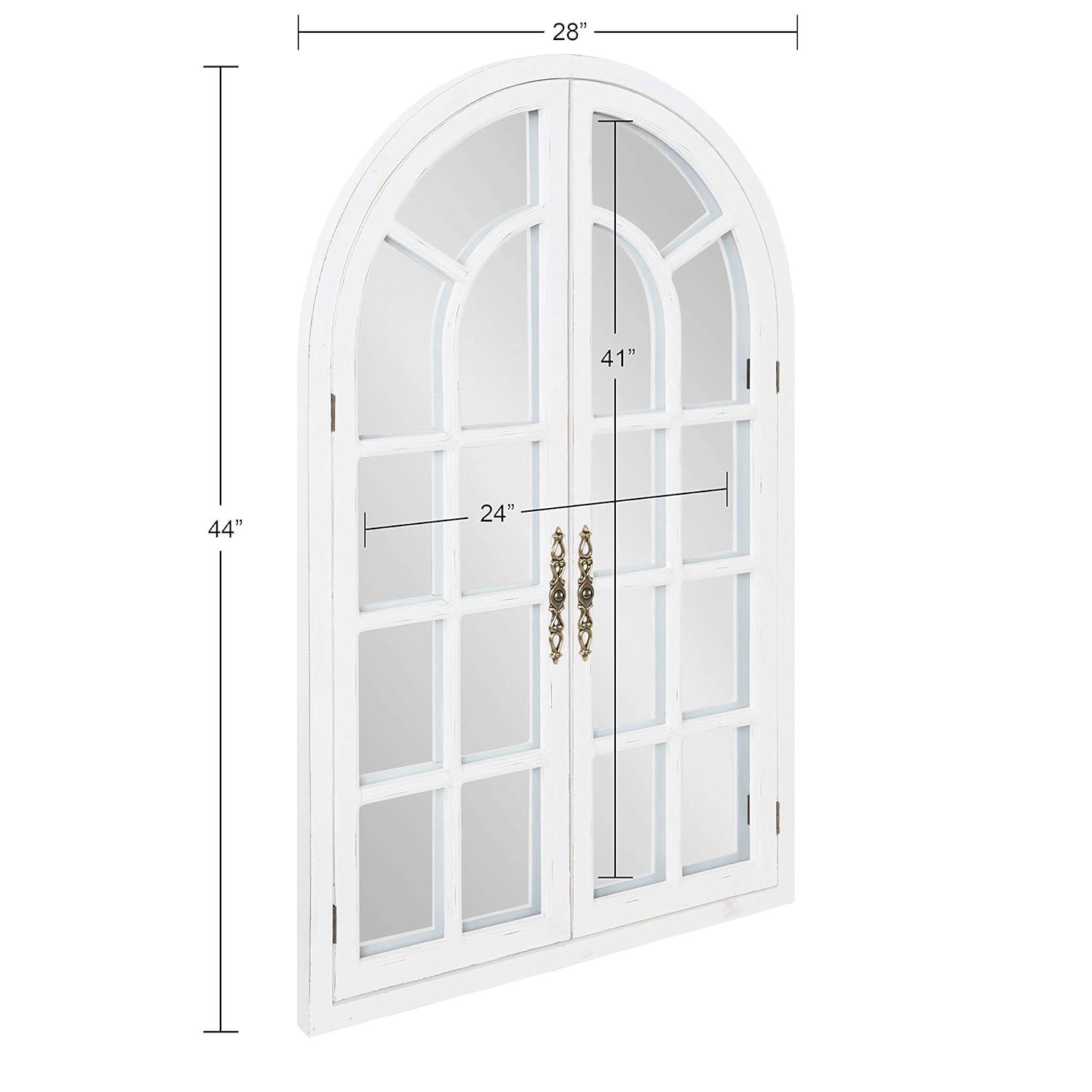 28"x44" Boldmere Arch Wall Mirror White - Kate & Laurel All Things Decor: Rustic Farmhouse Windowpane