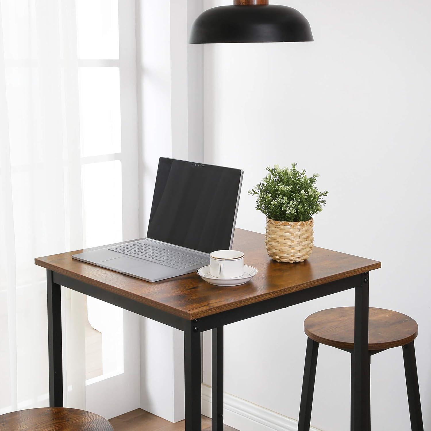 Rustic Brown and Black Industrial Bar Height Table