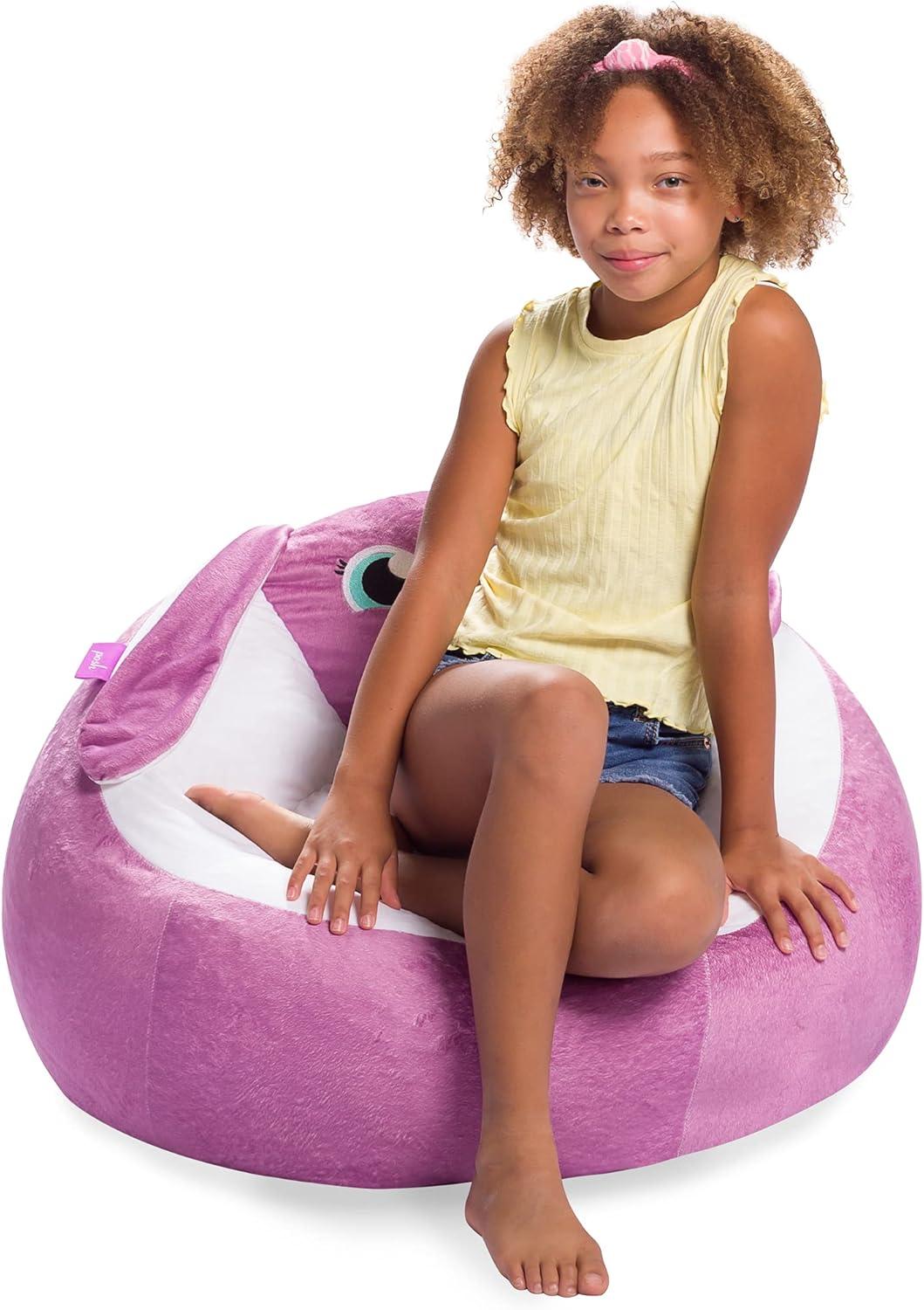 Posh Creations Animal Bean Bag Chair Structured Comfy, Cozy and Soft Filled Kid Bean Bag Lounger Seat for Gaming, Reading and Watching TV, for Children, Multiple Faux Fur Animal Chair Designs