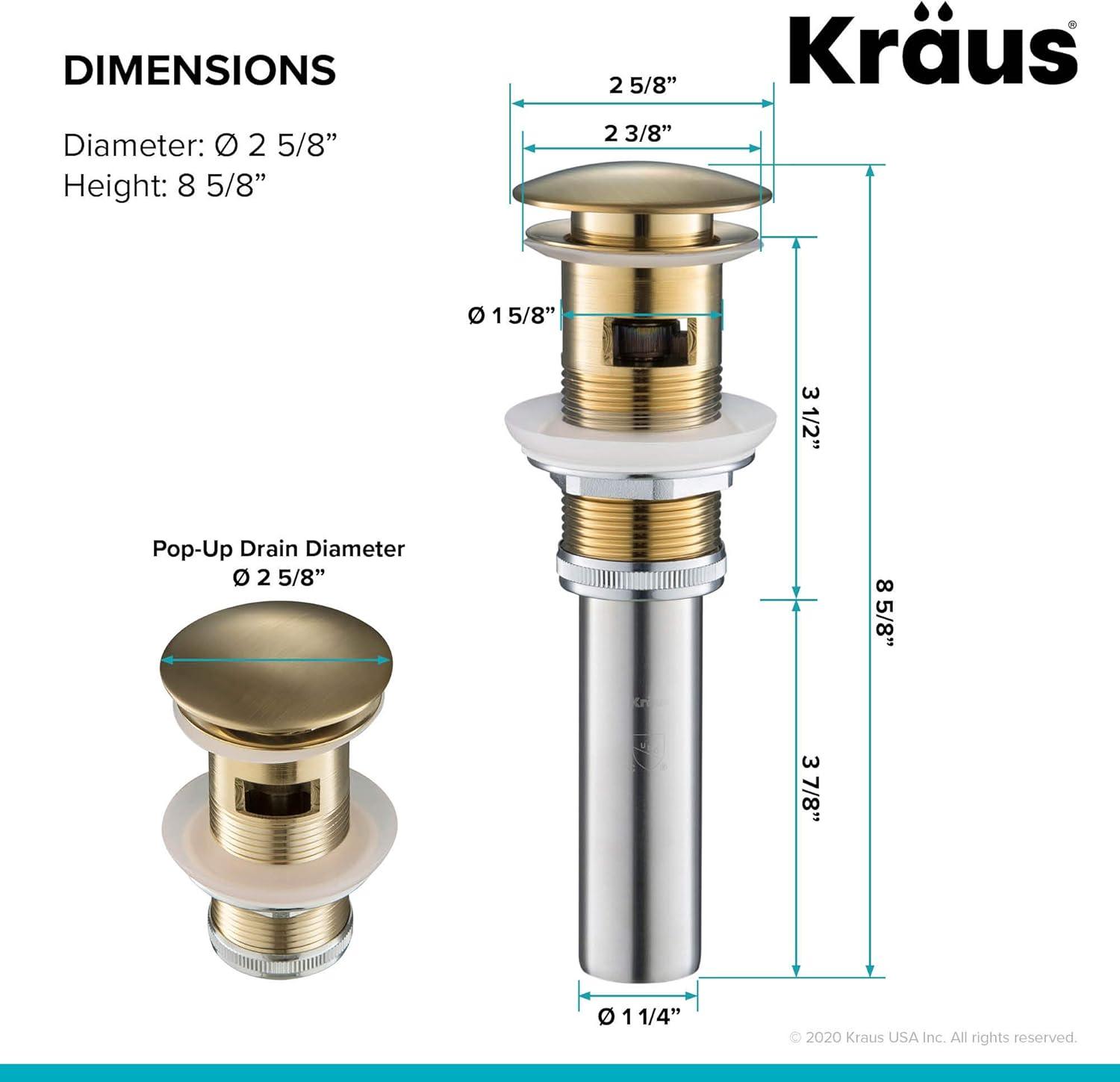 Pop-Up Bathroom Sink Drain with Overflow