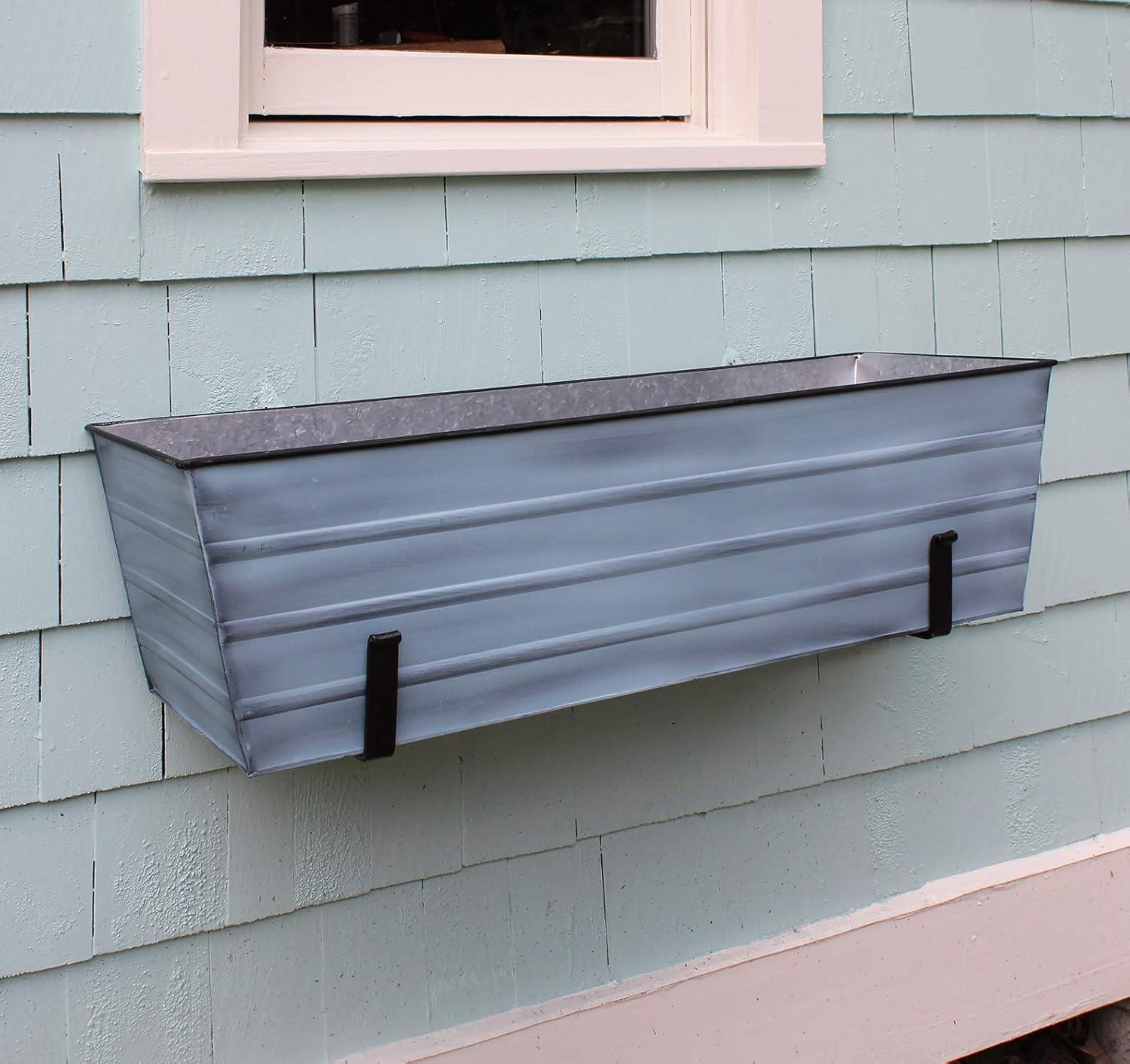 ACHLA Designs Galvanized With Wall Brackets Rectangular Steel Planter Boxes