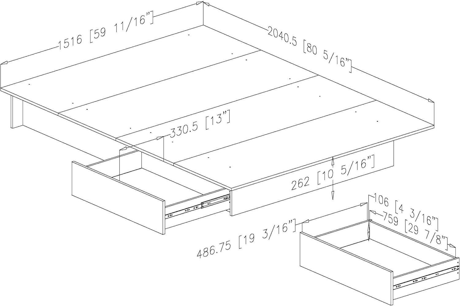 Queen Step One Platform Bed with Drawers - South Shore