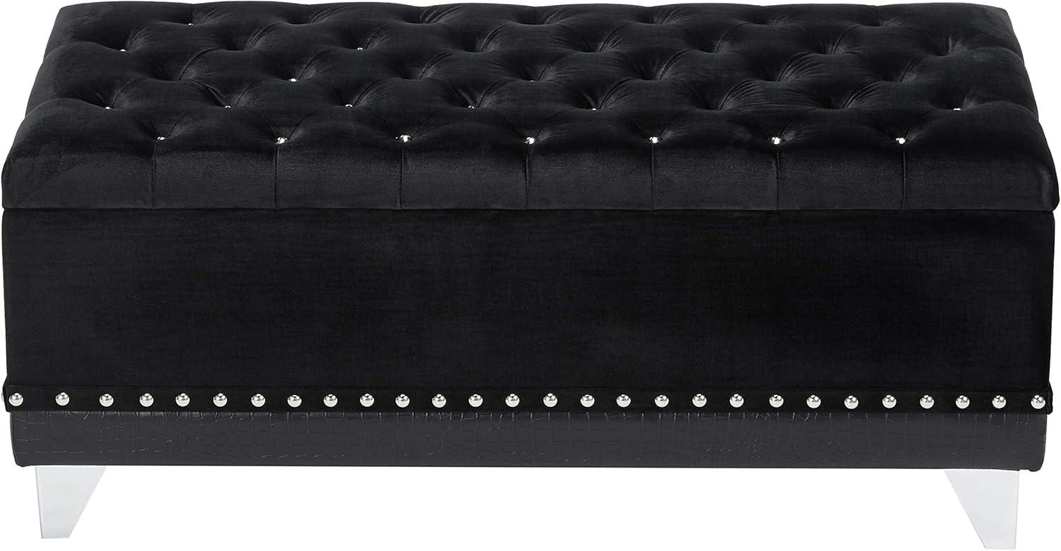 Barzini Tufted Rectangular Trunk with Nailhead Black