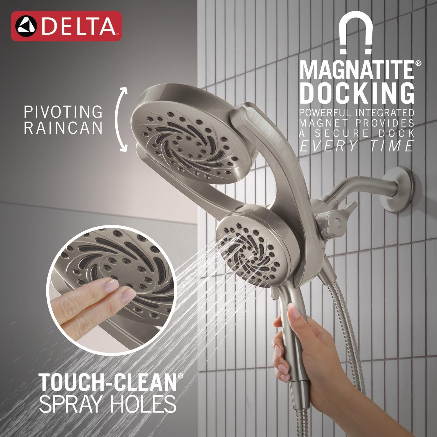 5-Setting HydroRain 2-in-1 Dual Shower Head with ProClean Spray