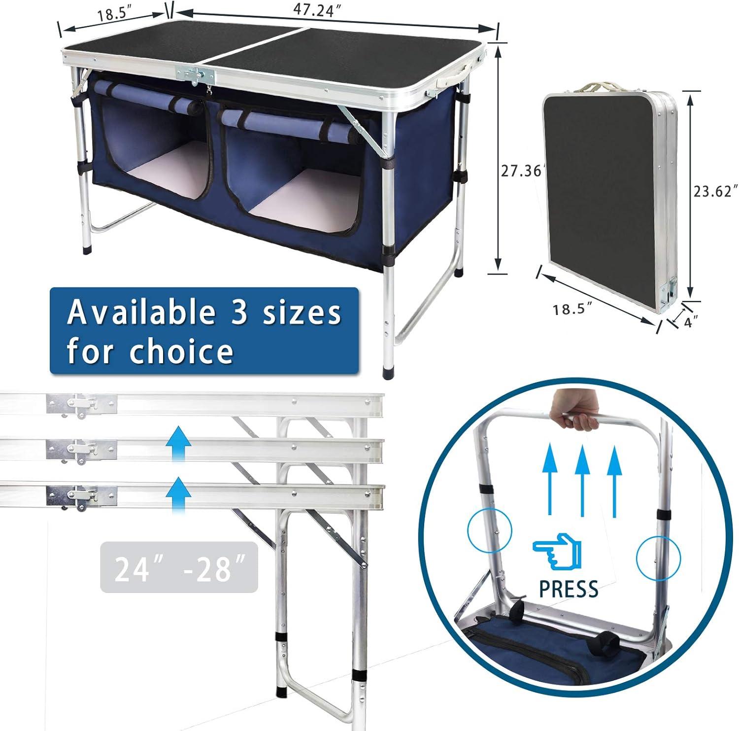 Camping Folding Table - Portable and Lightweight Table with Storage for Outdoor Activities. Perfect for Camp, Picnic, and BBQ.