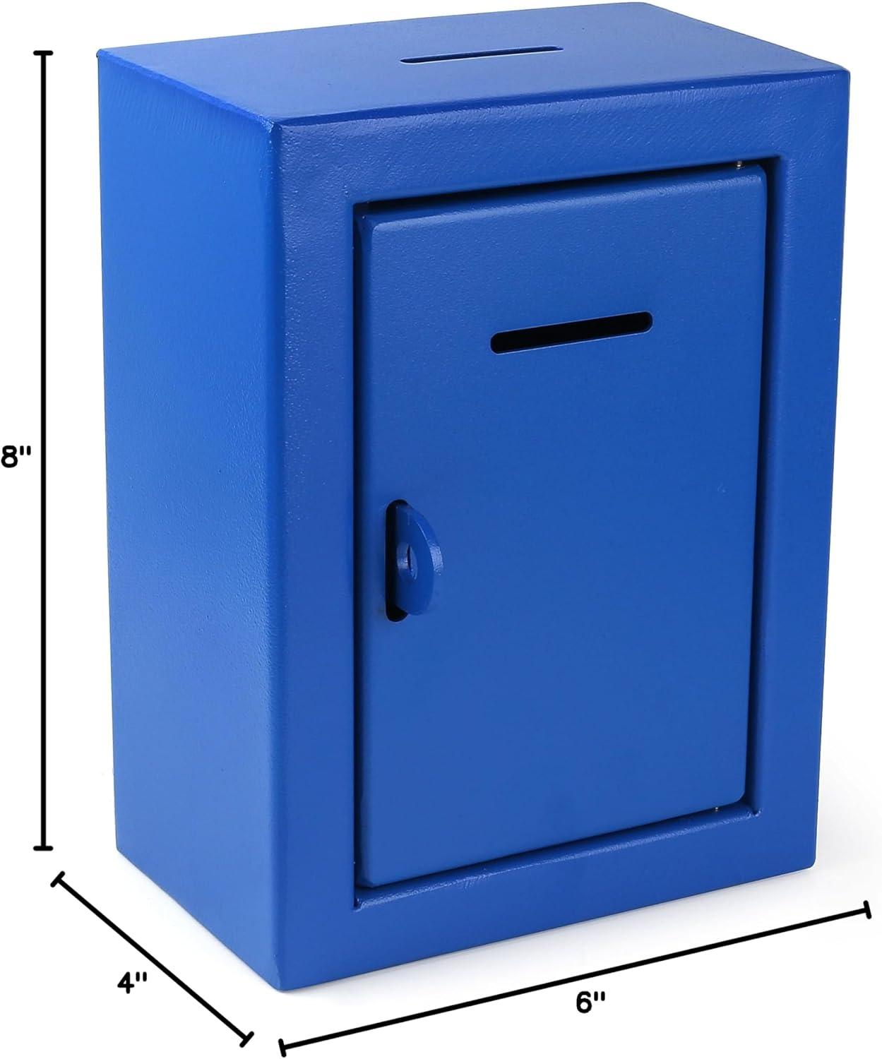 Blue Steel Wall-Mount Donation and Suggestion Box