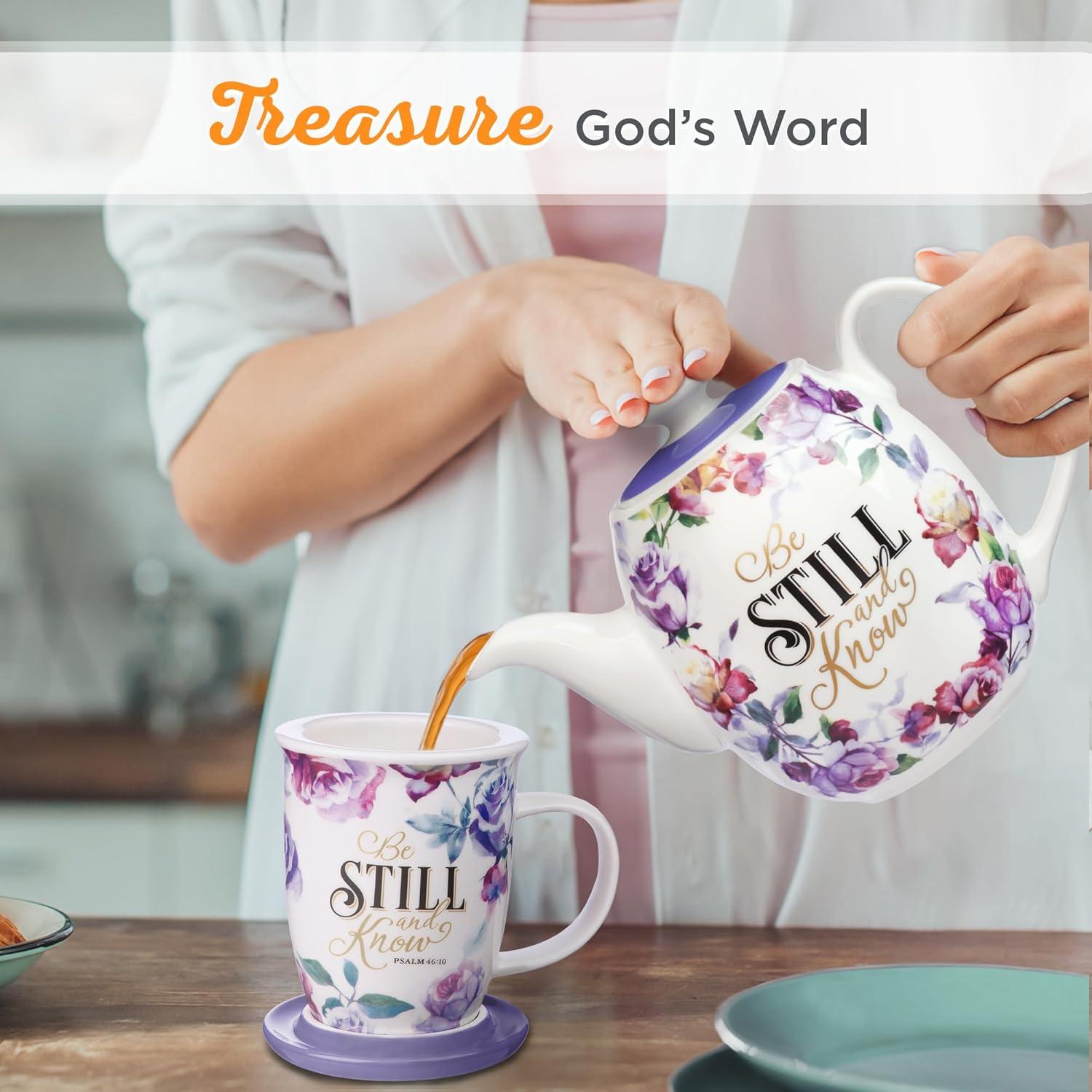 Be Still and Know Teapot in Purple - Psalm 46:10