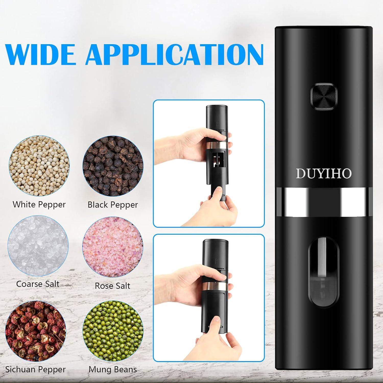 Padsun Set Electric Black Salt & Pepper Grinder USB High-capacity  Mill Grinder