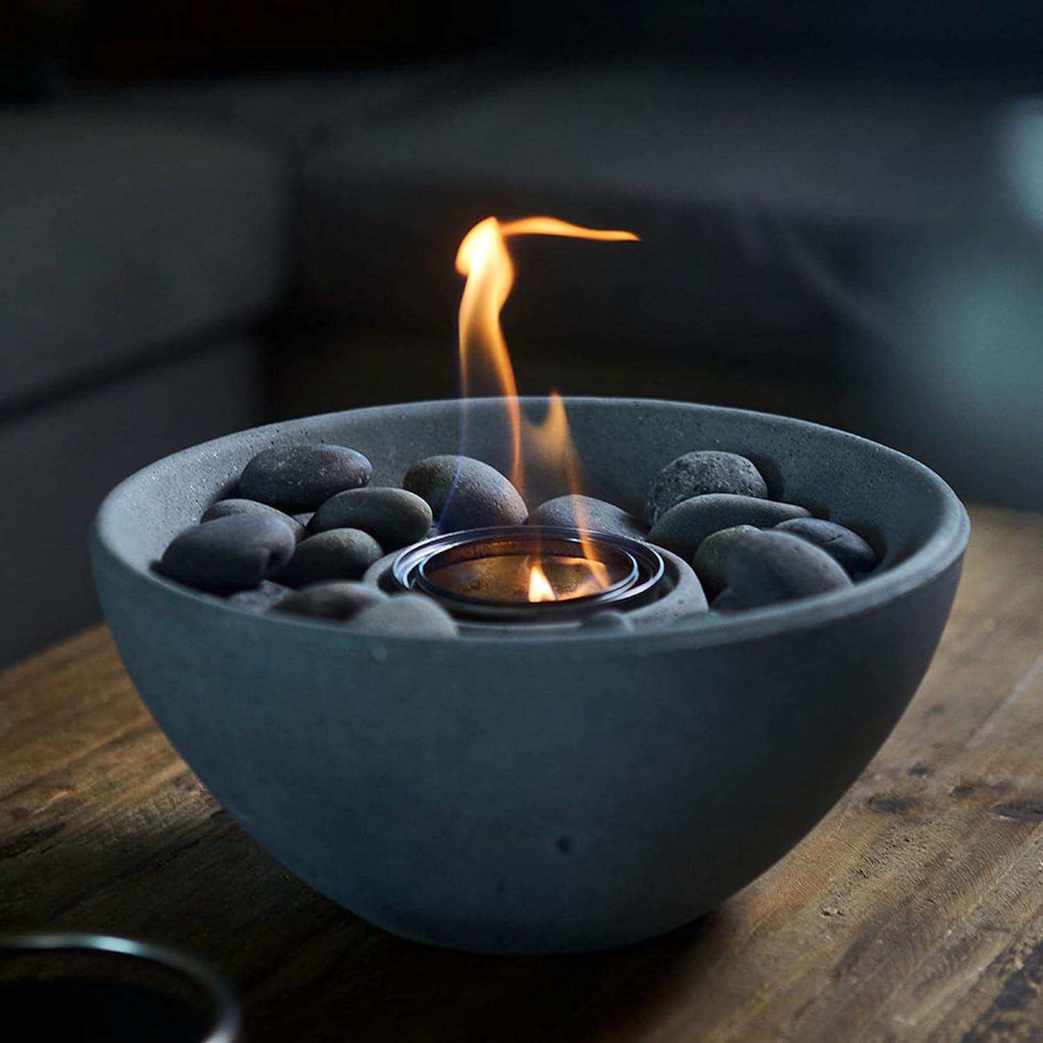 TerraFlame Geo Table Top Fire Bowl Gel Fuel - Stone Cast - Sand