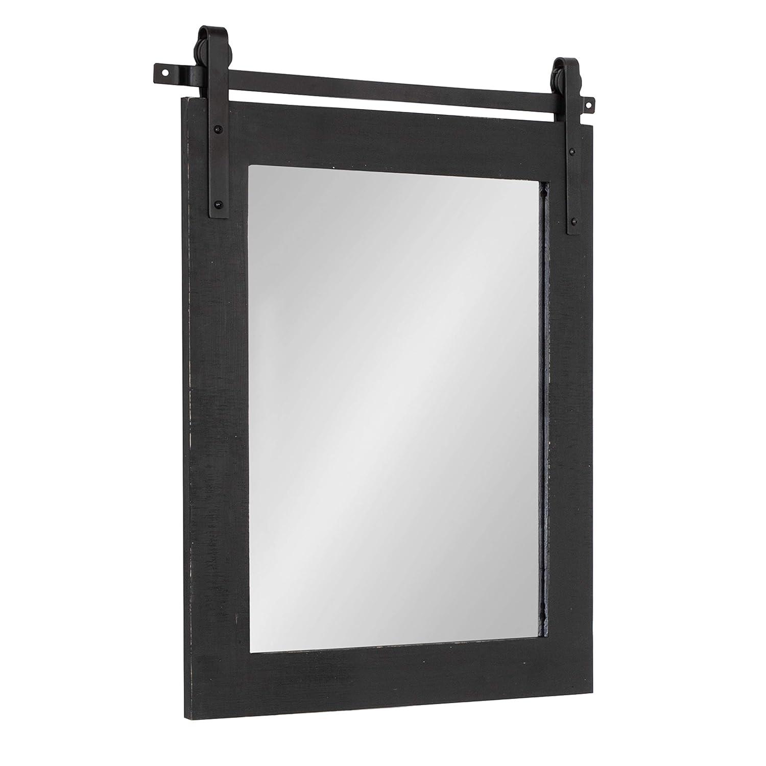 Kate & Laurel All Things Decor 22" x 30" Cates Rectangle Wall Mirror Black: Rustic Farmhouse Style, No Assembly, Wall Mounted