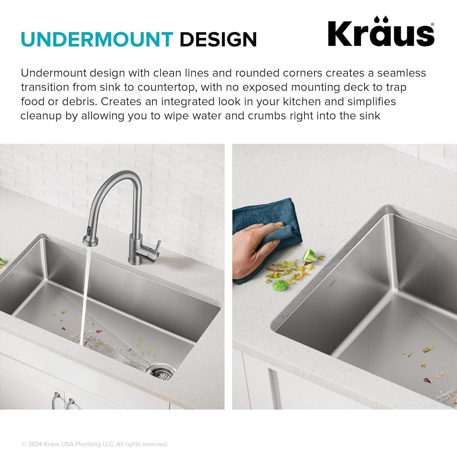 KRAUS Fairlane Single Bowl Gauge Stainless Steel Kitchen Bar Sink