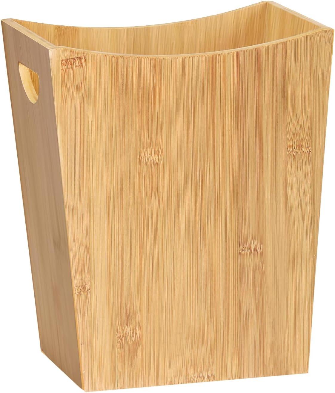 LIANTRAL Wood Trash Can Wastebasket, 2 Gallon Small Bathroom Garbage Can Wood Waste Basket Trash Container Recycling Bin for Bathroom, Bedroom, Living Room, Office, Kitchen