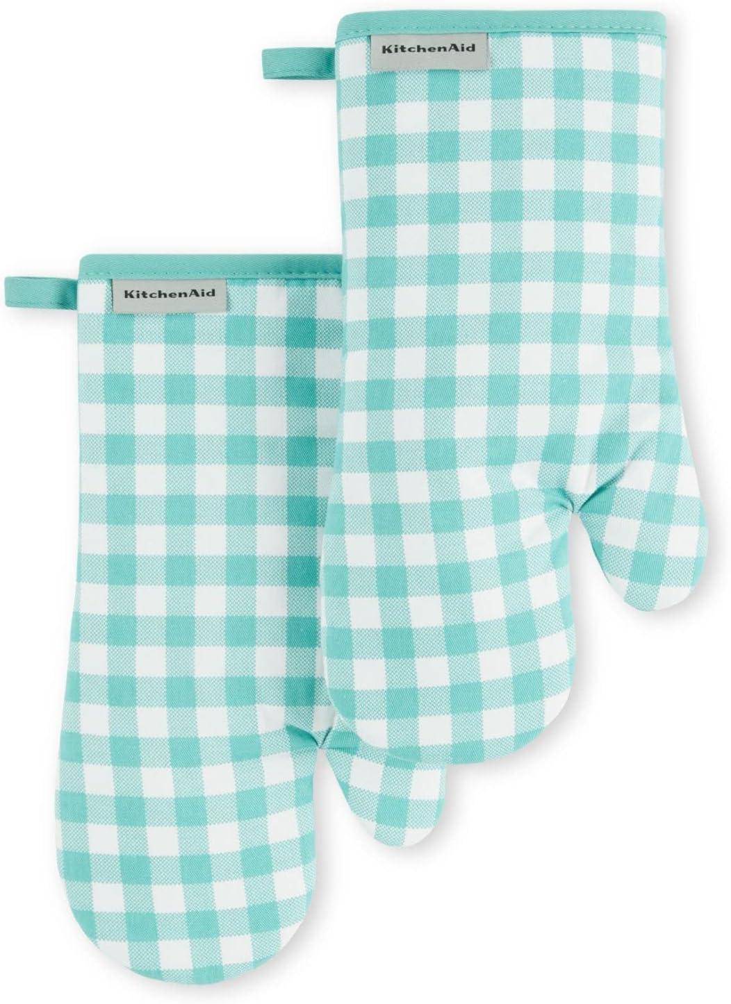 KitchenAid Gingham Oven Mitt 2-Pack Set, 7" x 13"