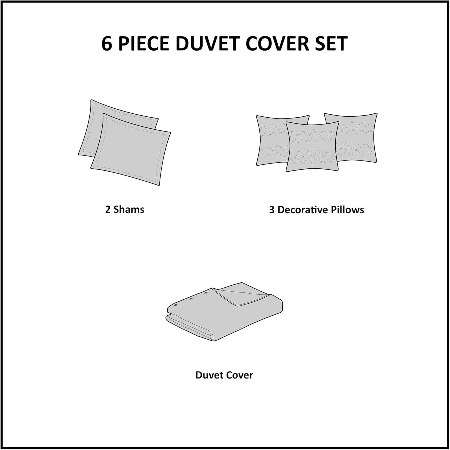 Ridge 6 Piece Herringbone Duvet Cover Set