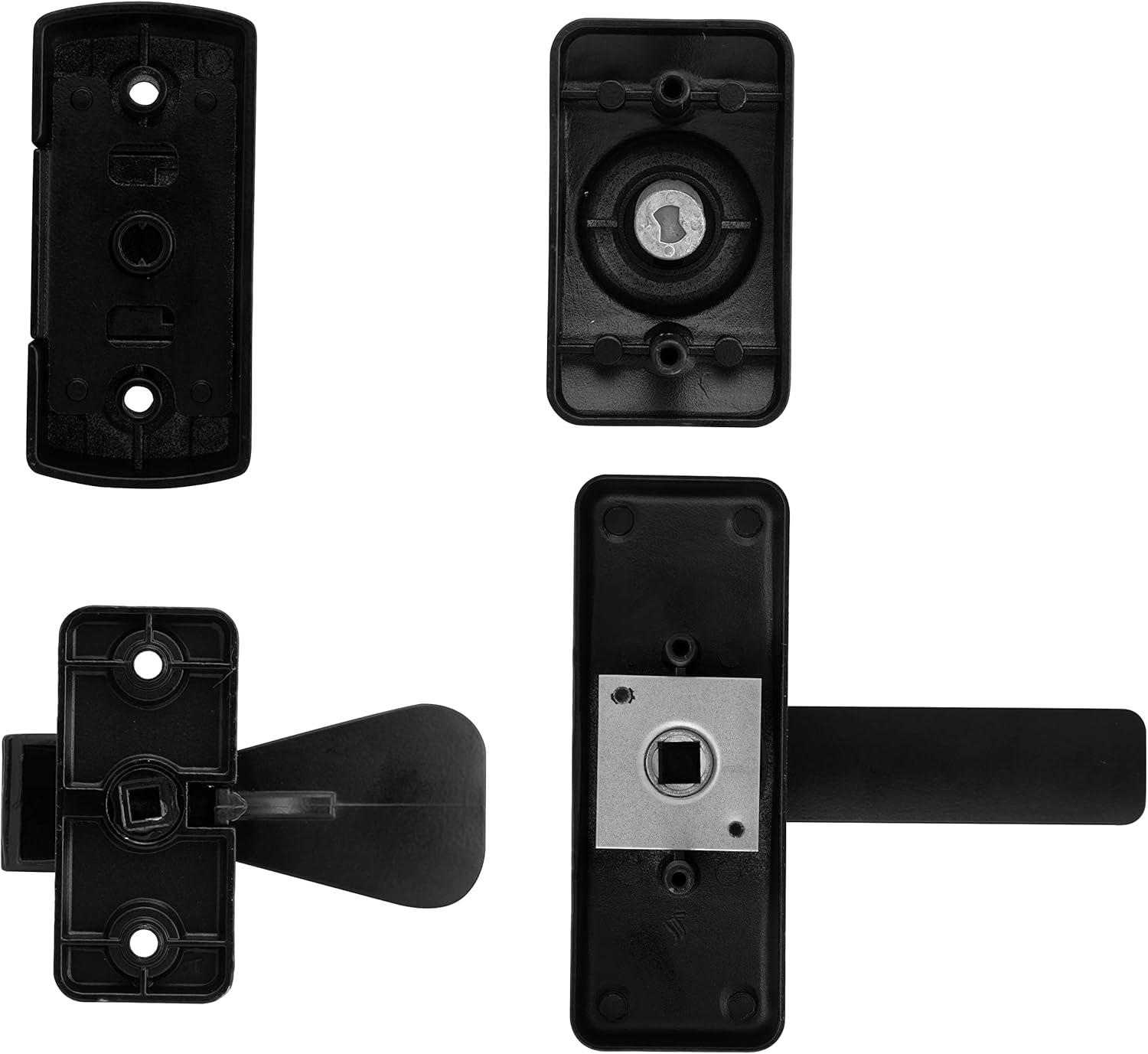 Ideal Security AJ Modern Door Lever Set with Keyed Deadbolt Lock for Storm and Screen Doors, Matte Black (4-Piece Set)