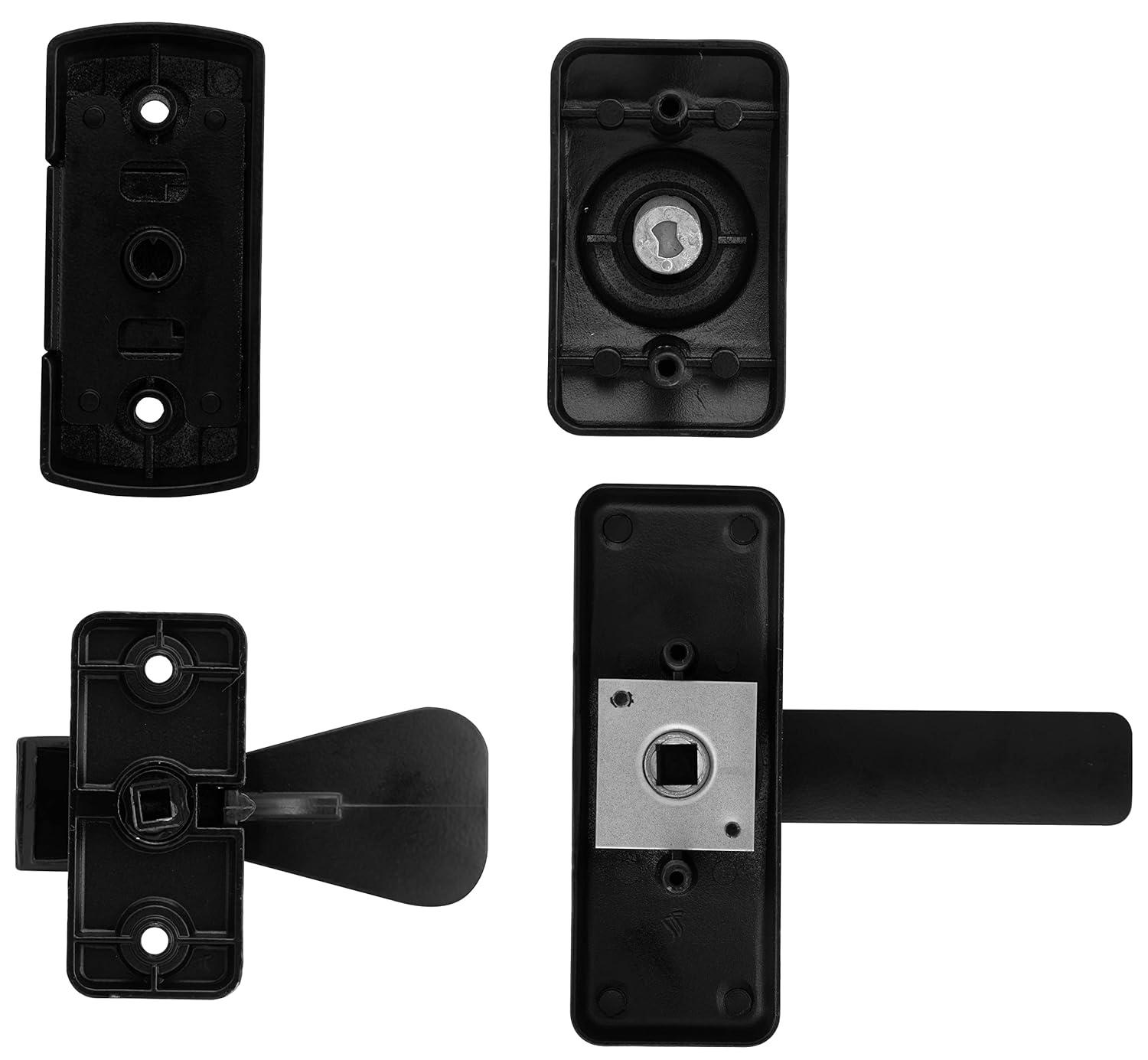 Ideal Security AJ Modern Door Lever Set with Keyed Deadbolt Lock for Storm and Screen Doors, Matte Black (4-Piece Set)