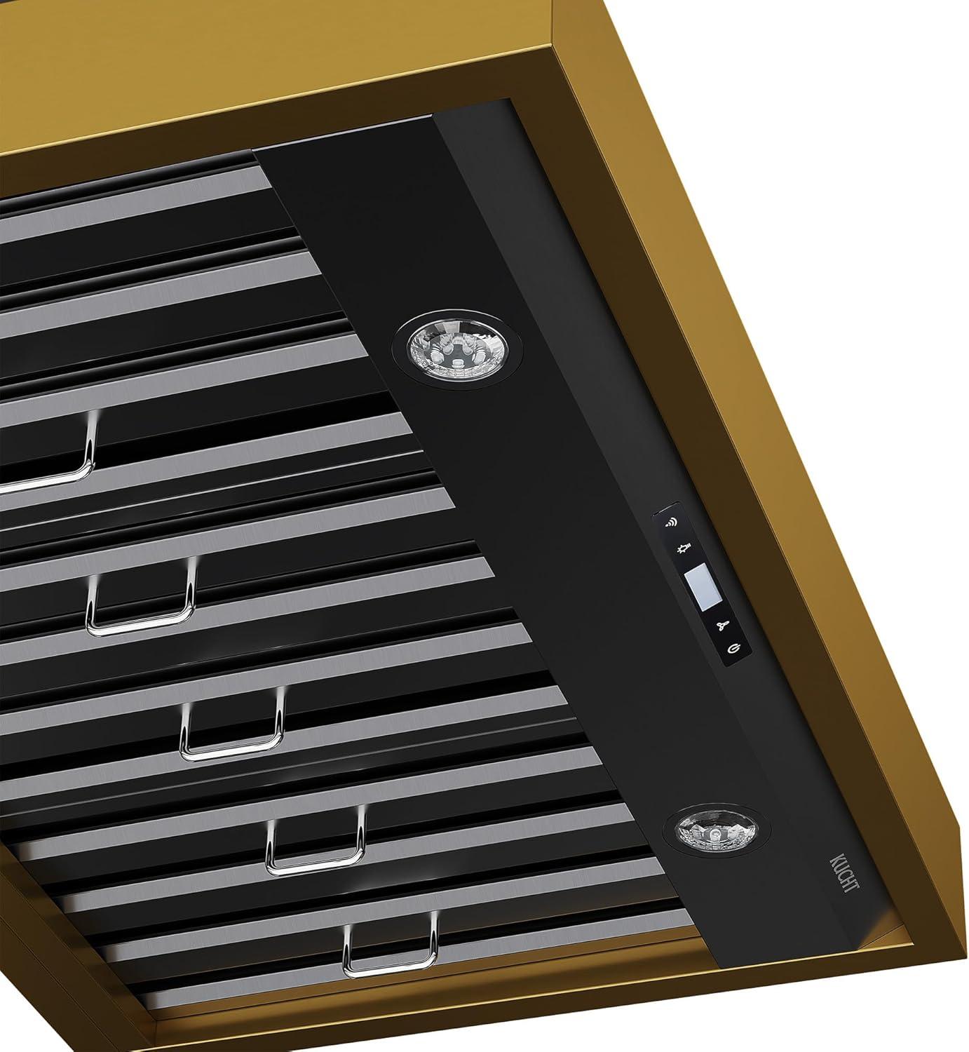 Kucht 36 in. 800 CFM Wall Mounted Range Hood with Gold Accents