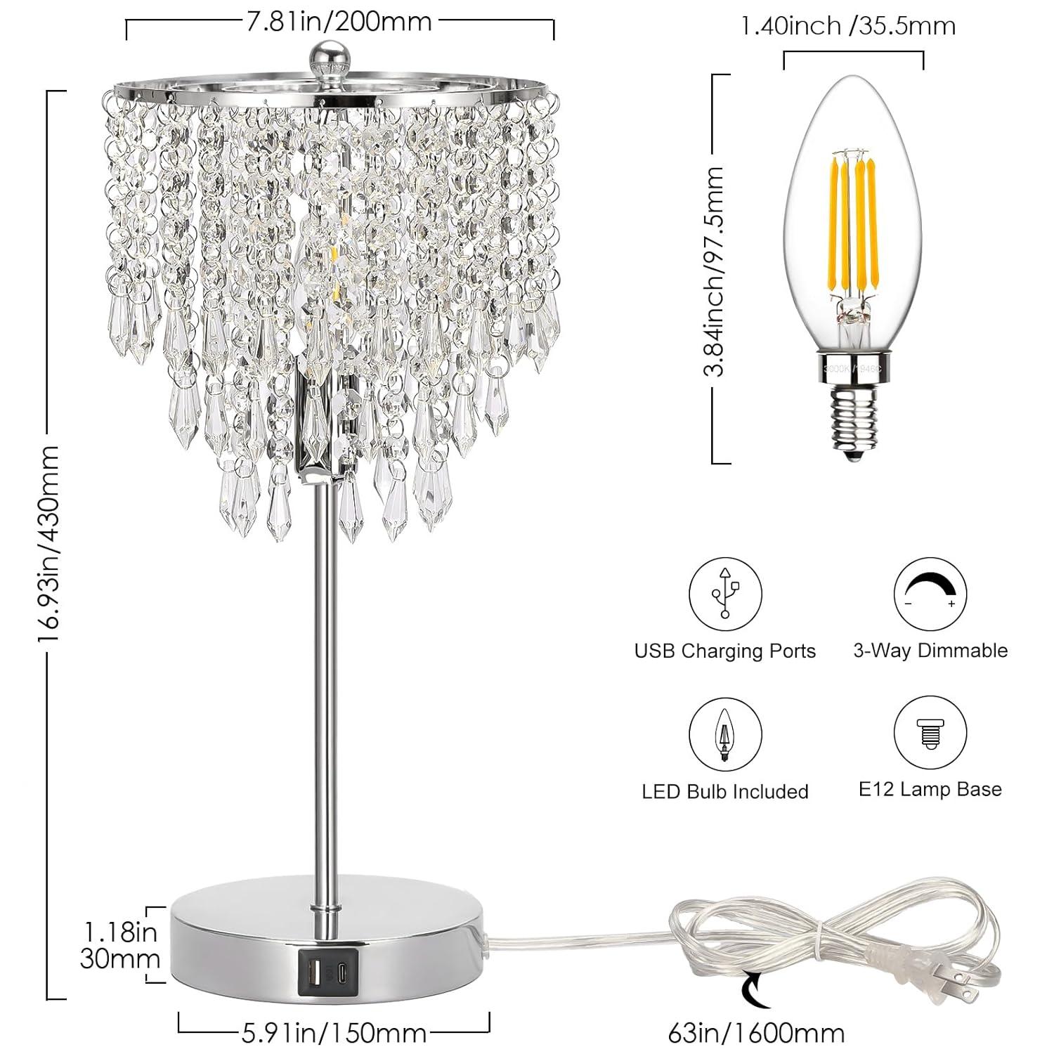 3 Way Touch Control Table Lamp, Dimmable Bedside Desk Lamp with Metal Base Modern Nightstand Lamp Stylish Grey Shade Simple Side Table Lamp for Bedroom, Living Room, Office or Den LED Bulb Included