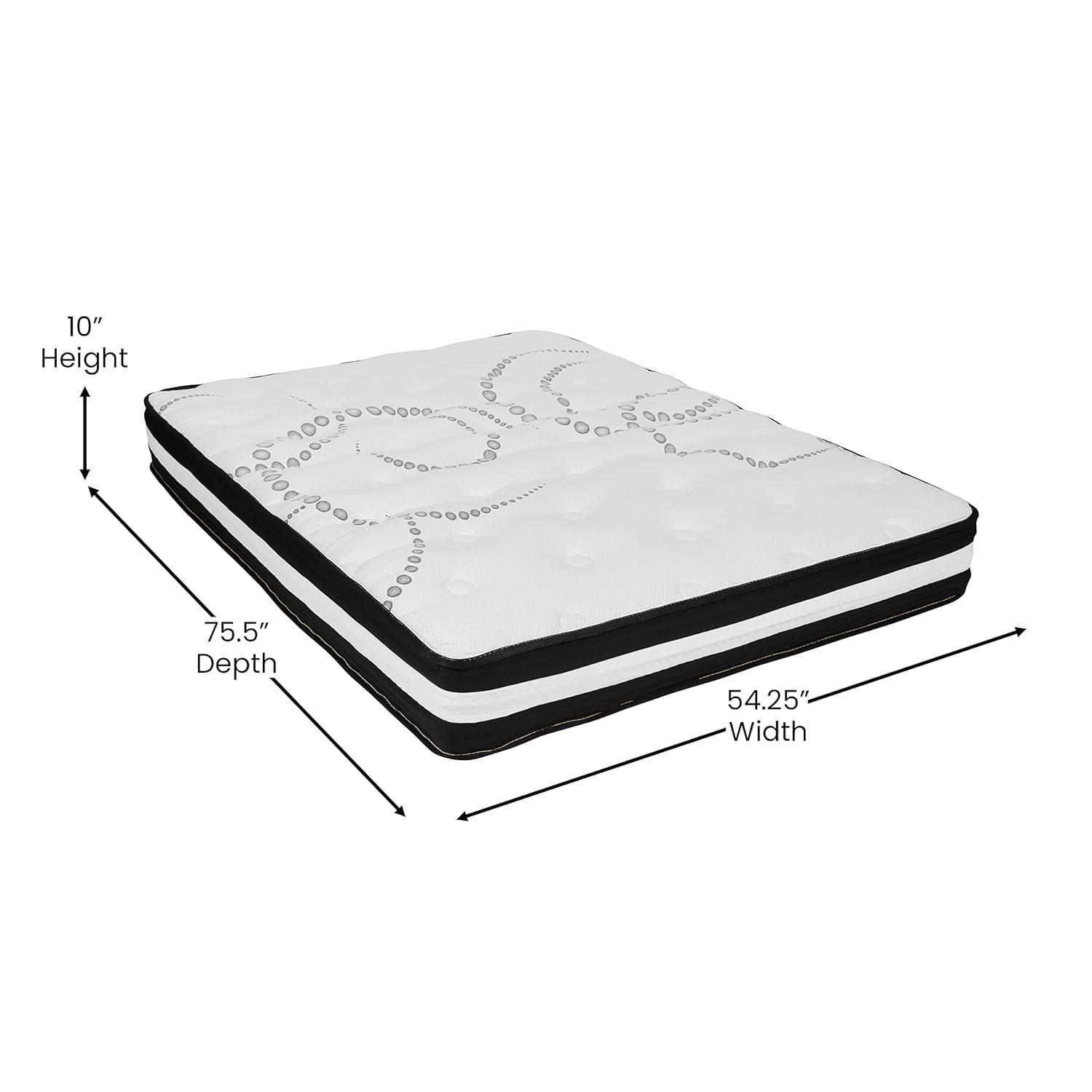 Merrick Lane 10 Inch Hybrid Full Size Mattress CertiPUR-US Certified Foam & Pocket Spring Mattress in a Box