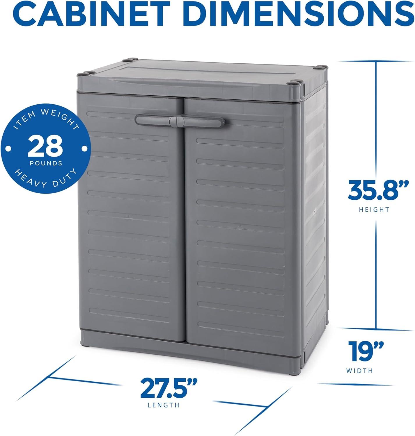 Gracious Living 2-Shelf Cabinet Organizer, MaxIt Base Cabinet Storage for Garages, Basement, Workshop, and More, Grey, Small