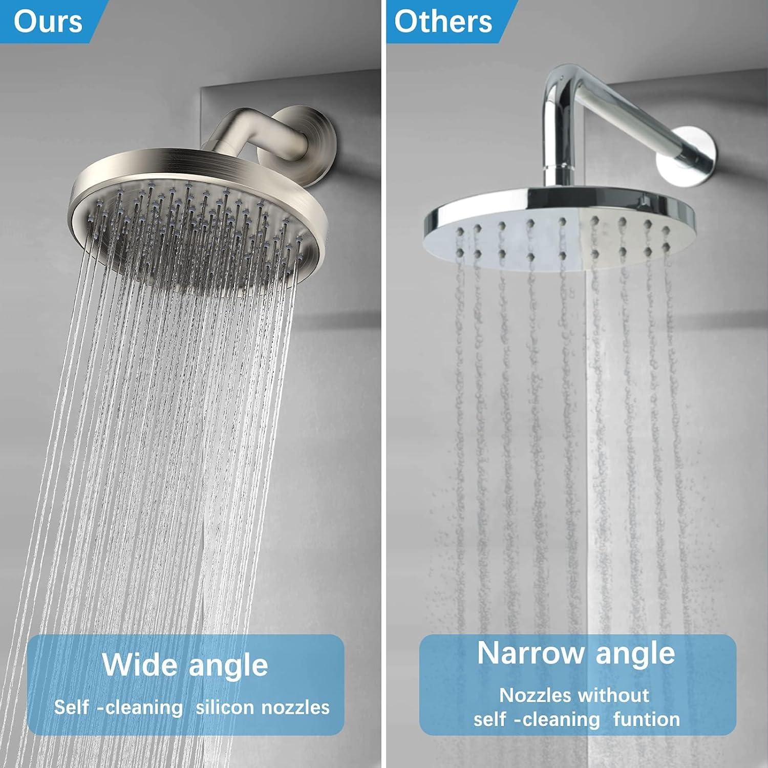 Brushed Nickel High Pressure Rain Shower Head with Arm