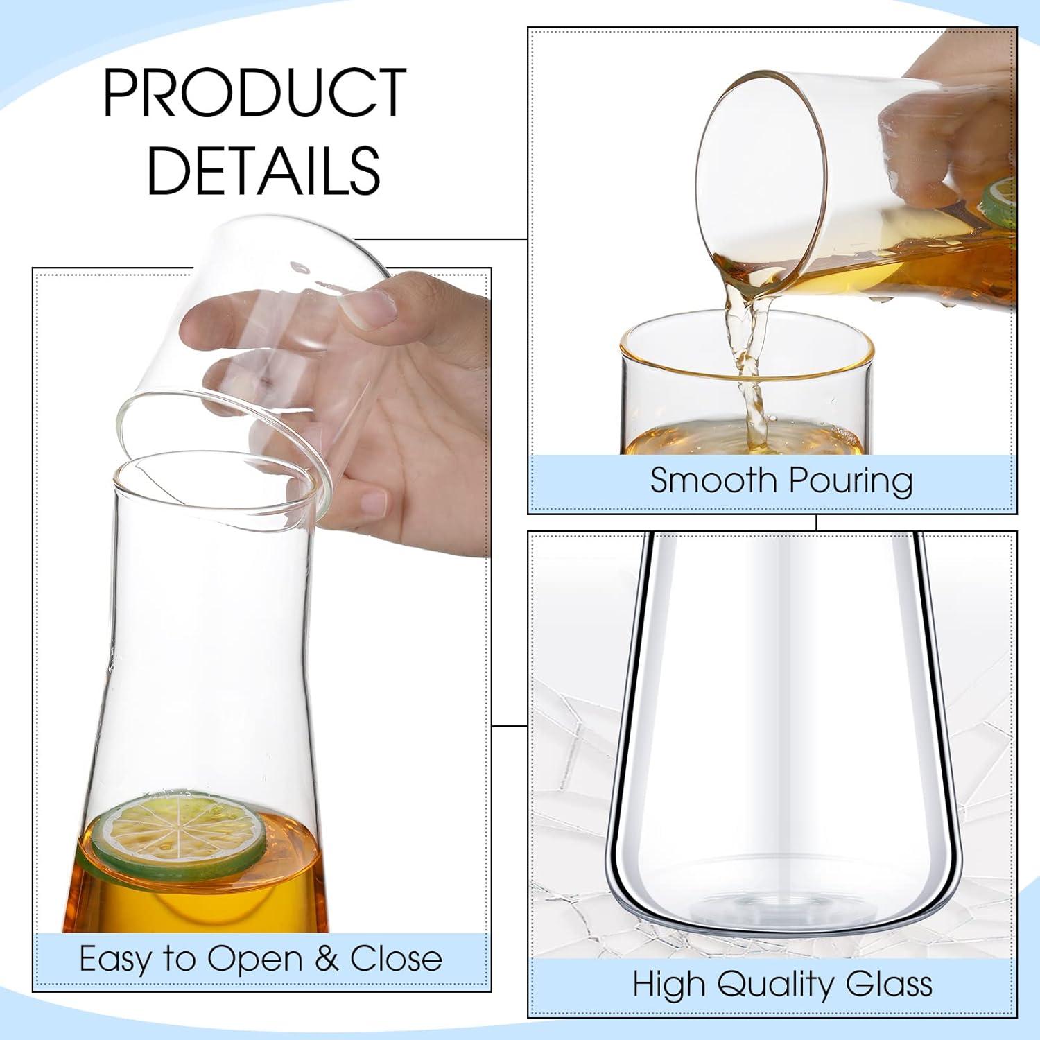 The Geek Galleria Clear Bedside Water Carafe Set with Tumbler Glass 25 oz/750ml