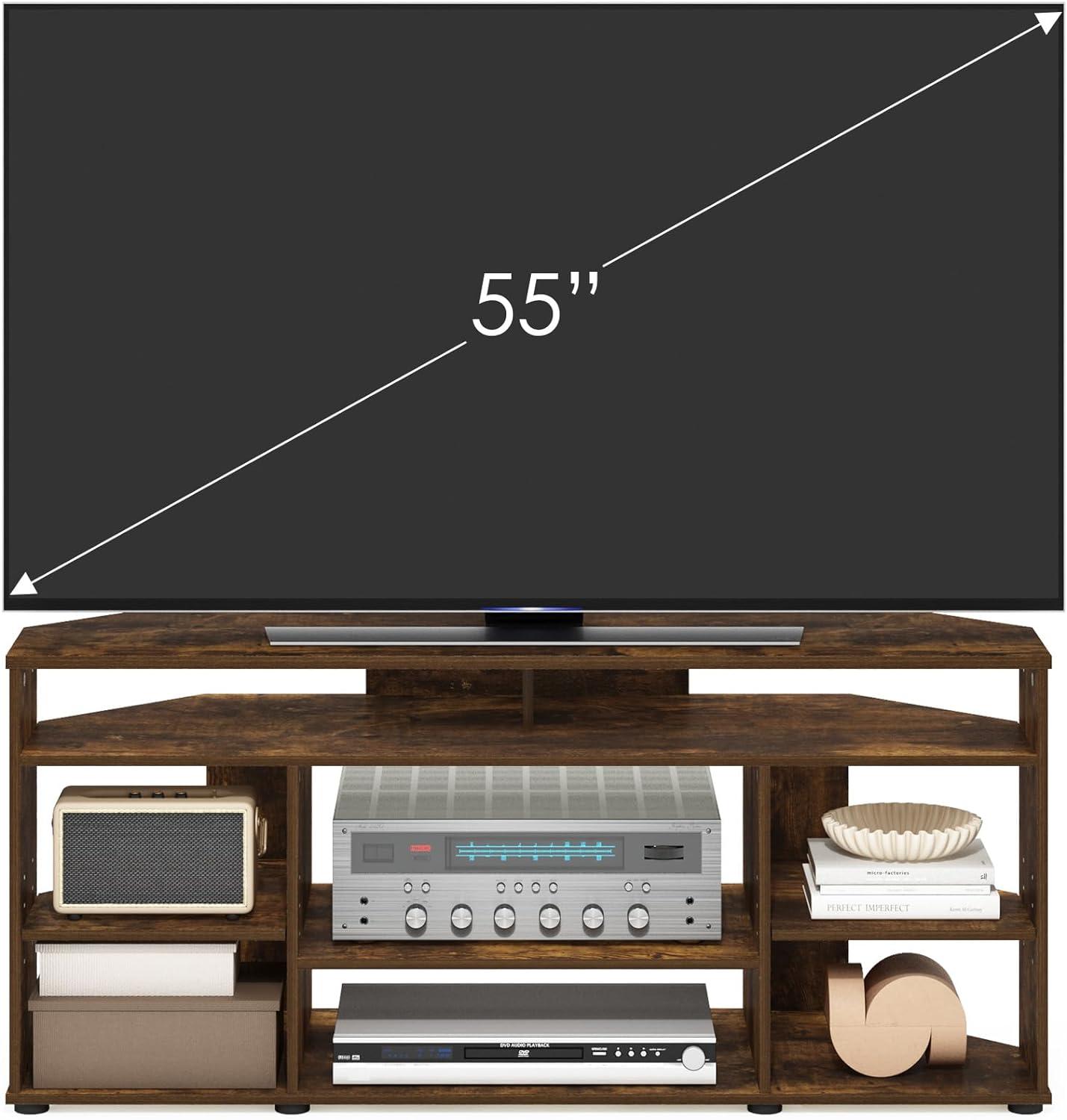 Furinno Jensen Corner TV Stand TV up to 55 Inches, Amber Pine