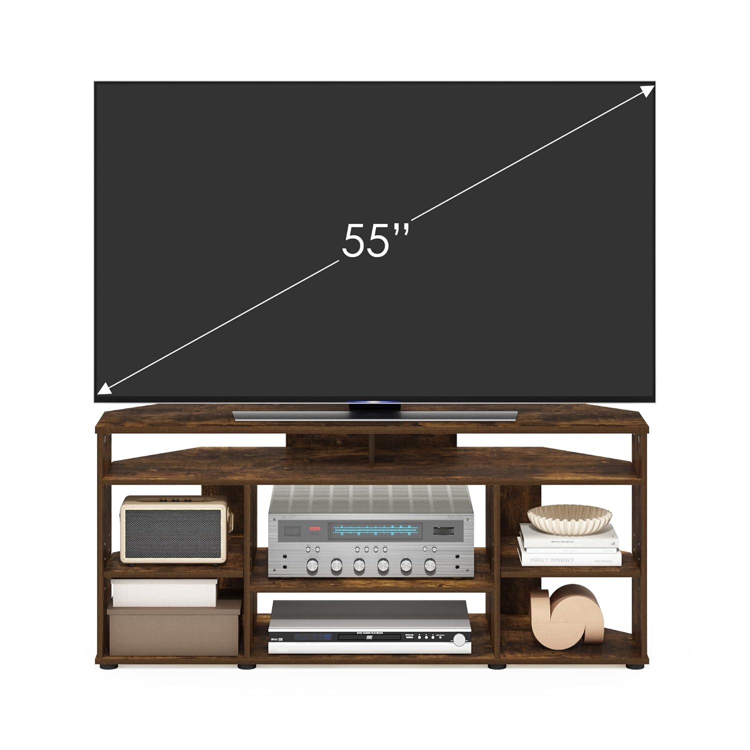 Furinno Jensen Corner TV Stand TV up to 55 Inches, Amber Pine