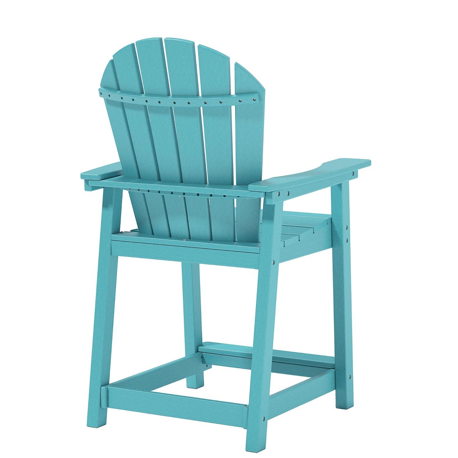 Outdoor Tall Adirondack Chair, Patio Bar Stool Chair with High Back, 400lbs, Widened Arms, All-Weather Balcony Chair for Backyard, Garden, Yard (1 PC)