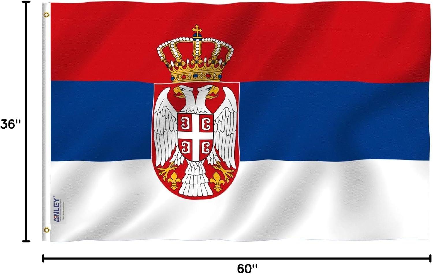 Serbia Flag 60" x 36" Polyester with Brass Grommets