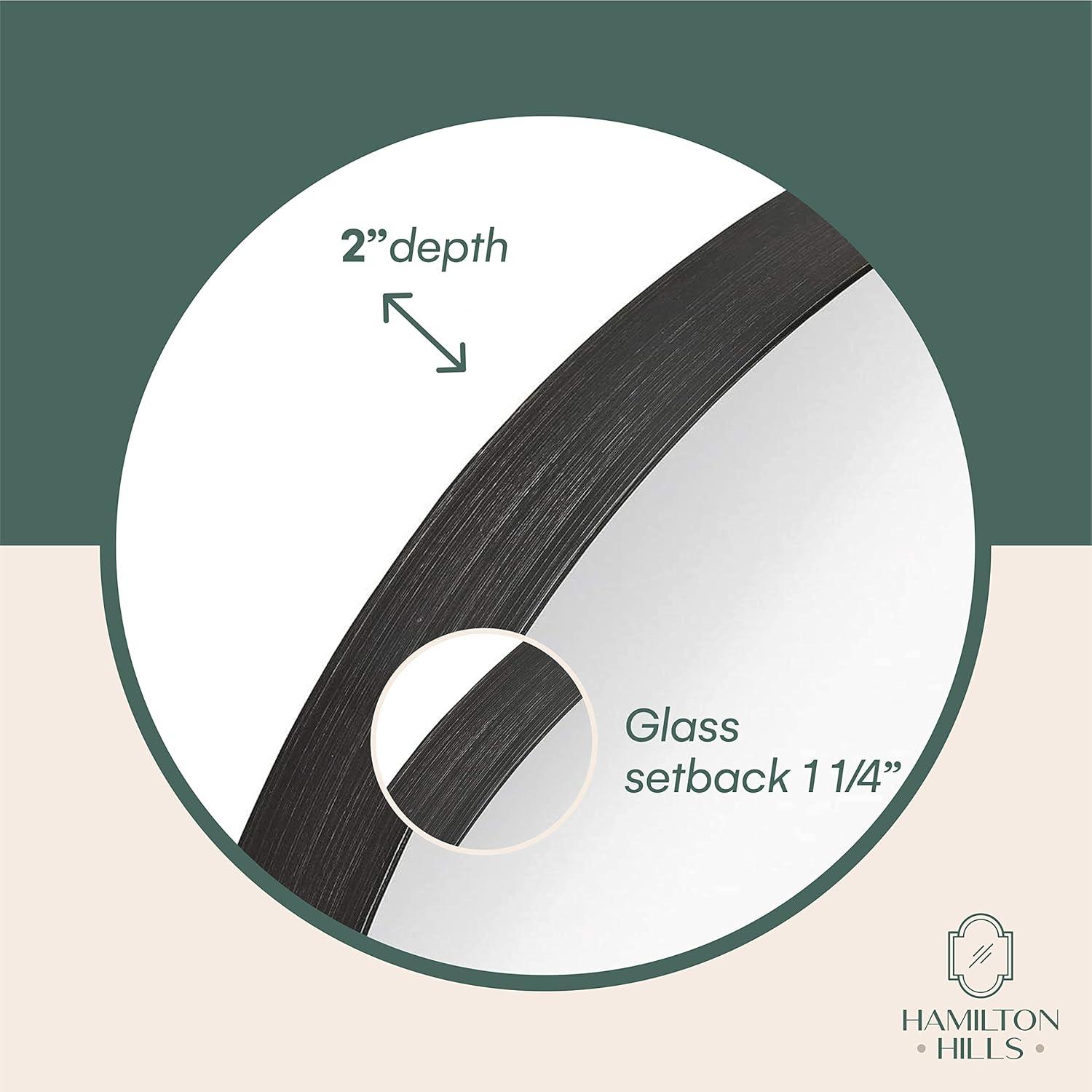 Hamilton Hills 18" x 48" Metal Black Framed Brushed Rectangular Wall Mirror