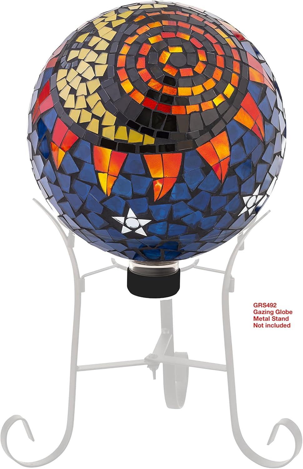 Alpine Corporation 10" Glass Mosaic Sun and Moon Gazing Globe, Multicolor