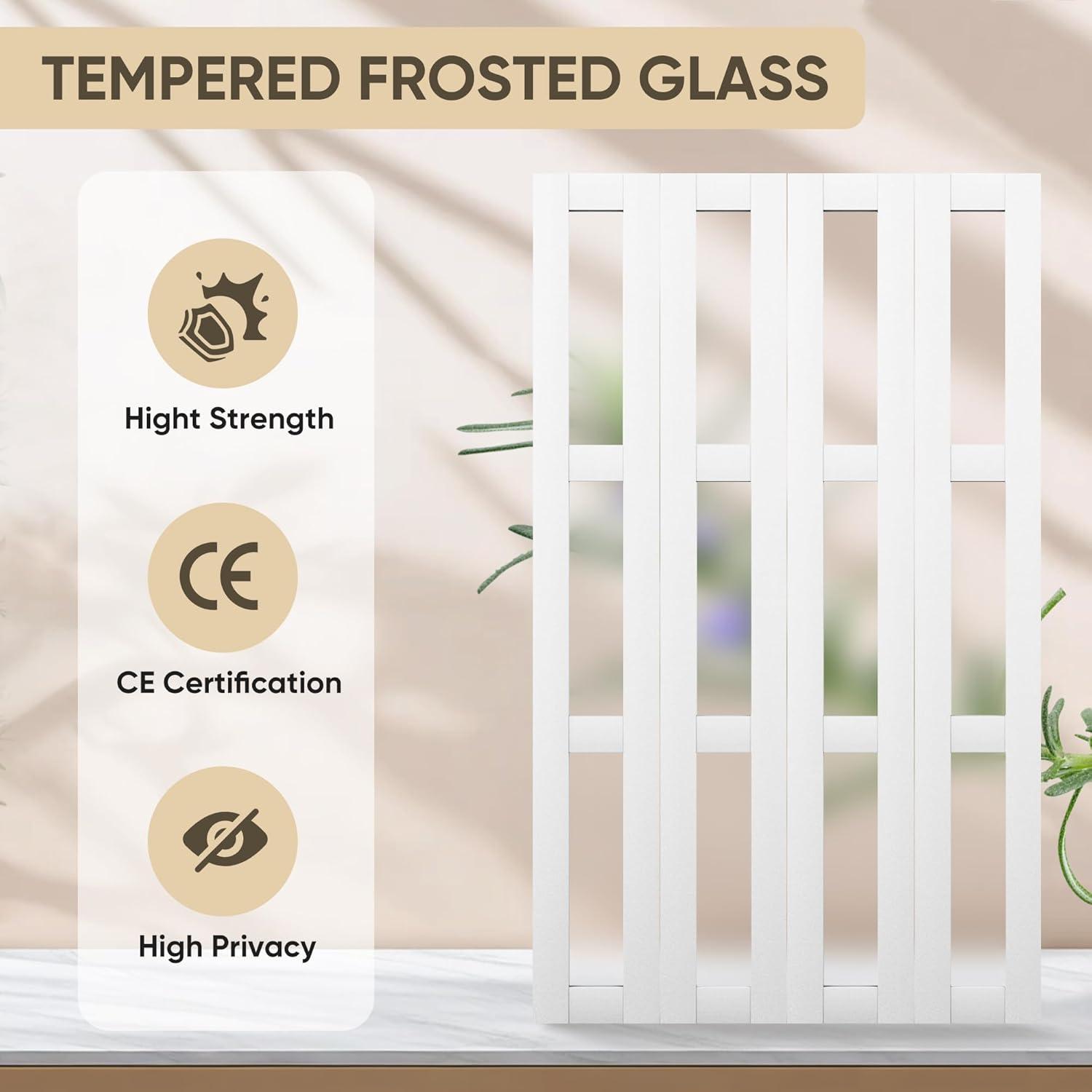 CHIC MODE Double Bifold Doors 3 Lite Frosted Glass Solid Manufactured Wood Prefinished Folding Door