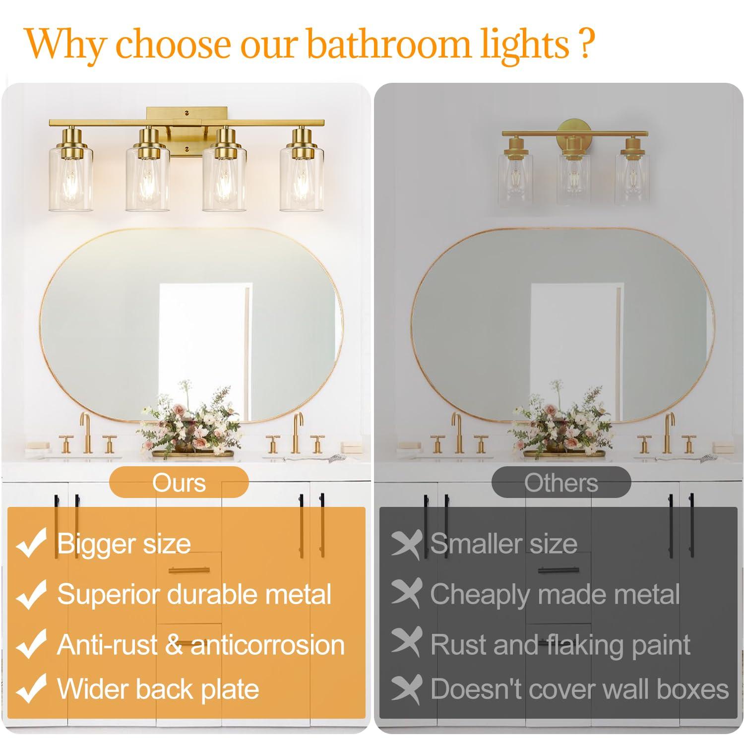 4 - Light Dimmable Vanity Light Mirror Headlights