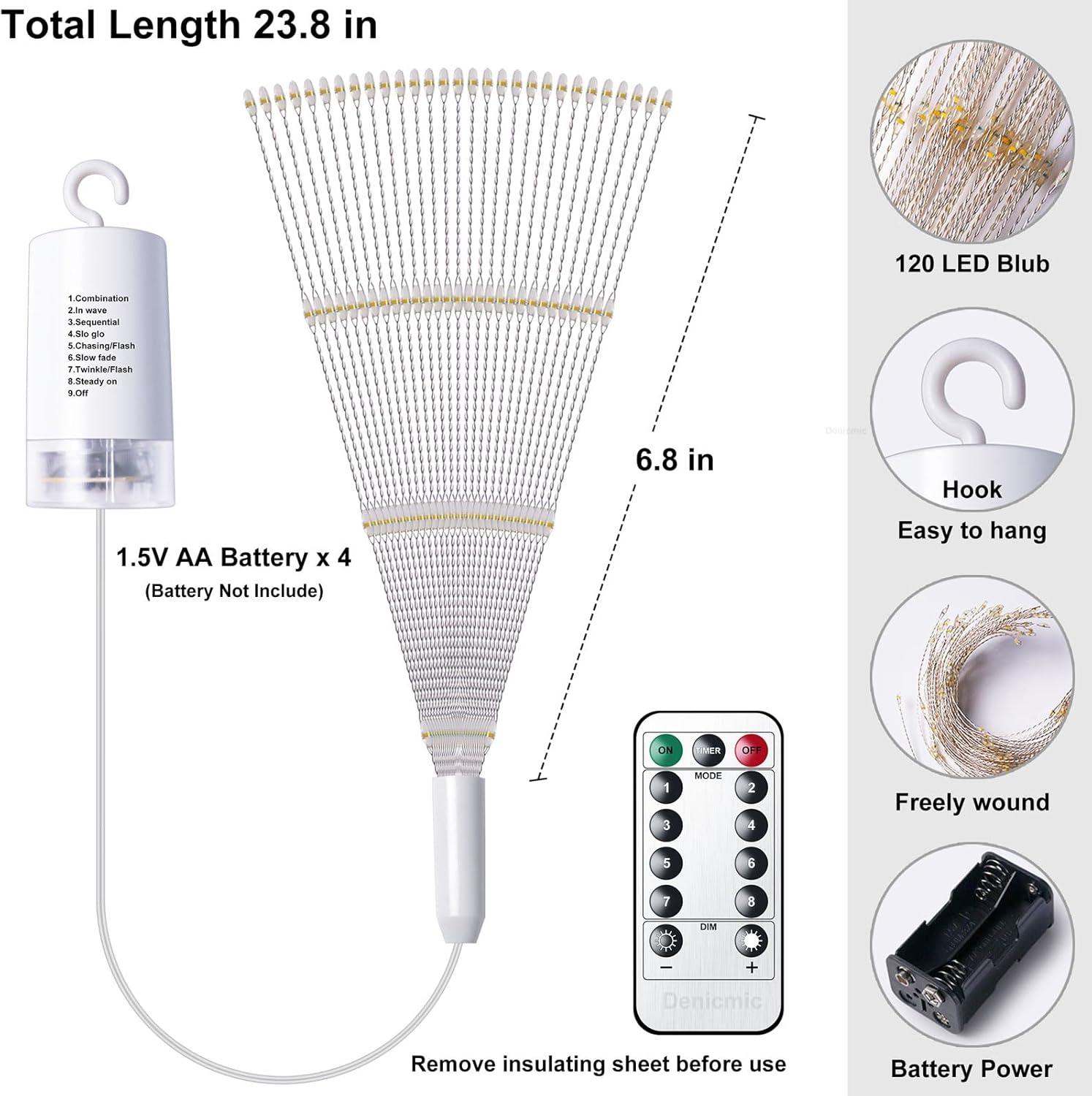 XYKA 200 LED Battery Operated Copper Wire Fairy Lights with Remote 8 Modes Deformable Star Sphere Hanging String Lights for Bedroom Christmas Wedding Patio Garden Timer Warm White Ceiling Decorations