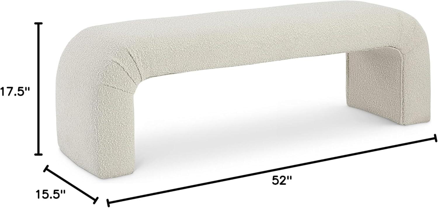 Meridian Furniture Niagara Cream Boucle Fabric Bench