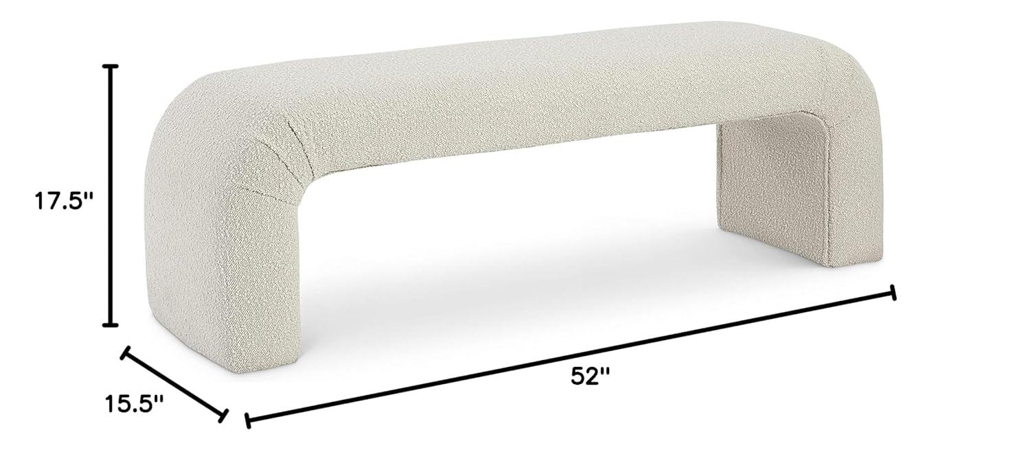 Meridian Furniture Niagara Cream Boucle Fabric Bench