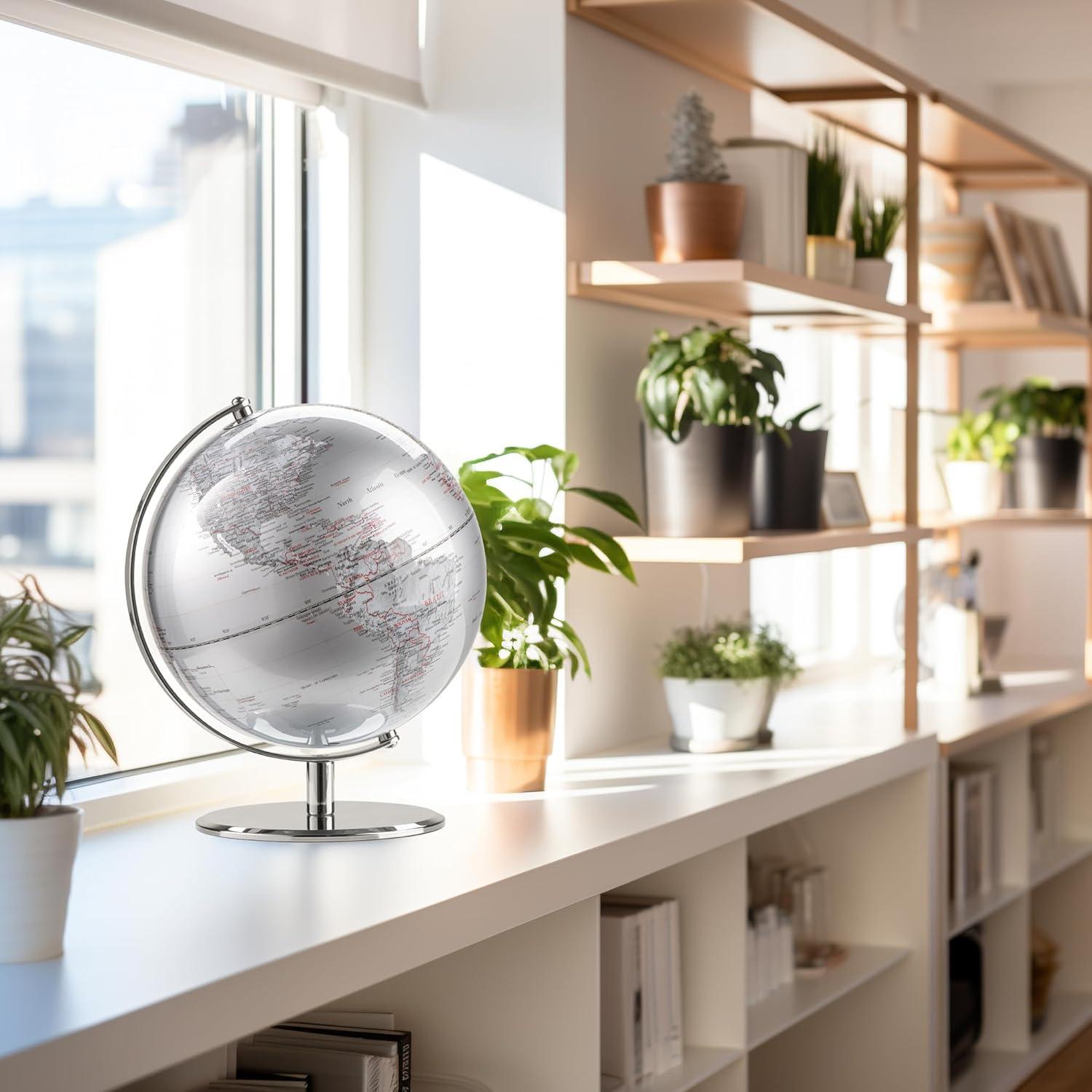 Torre & Tagus Latitude World Globe, 95, Silver