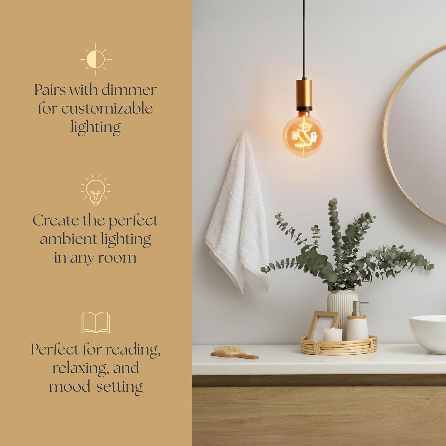 Next Glow Decorative LED Edison Bulb, Dimmable 2000K, E26, Oversized Globe