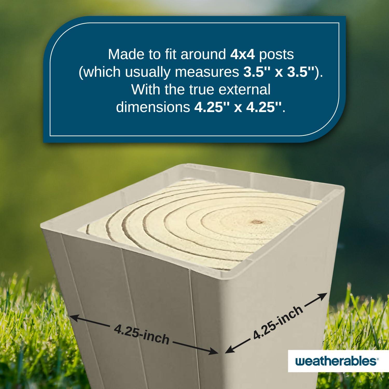 Weatherables 4x4 Vinyl Post Wrap – Weatherproof Premium Outdoor Vinyl Porch Post Wrap for Quickly Refreshing Existing Deck, Patio, and Porch Posts (4"x4"x96", Tan)