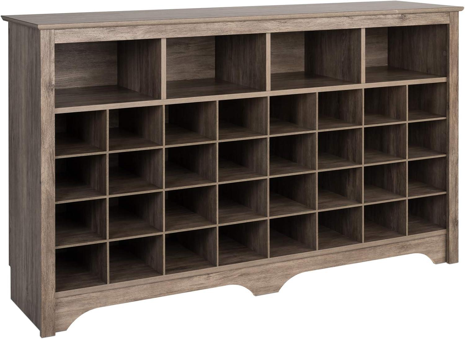 Drifted Gray 60" Wooden Shoe Cubby Console